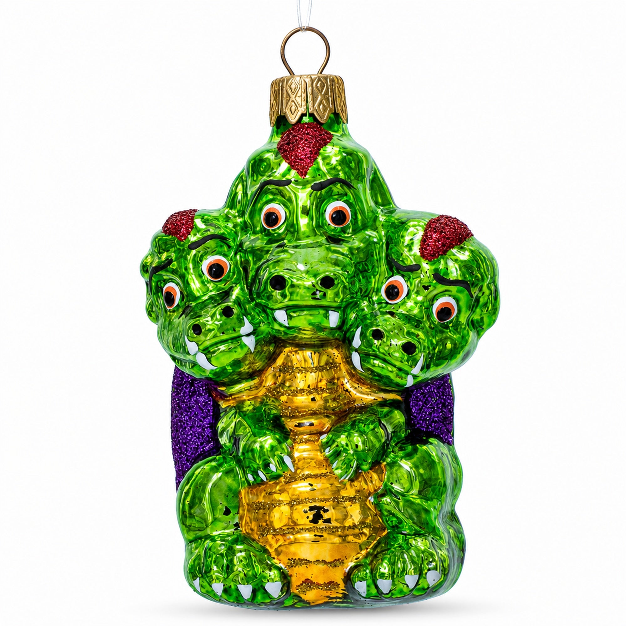 Mythical Multi Head Dragon Folk Tale Character Glass Christmas Ornament