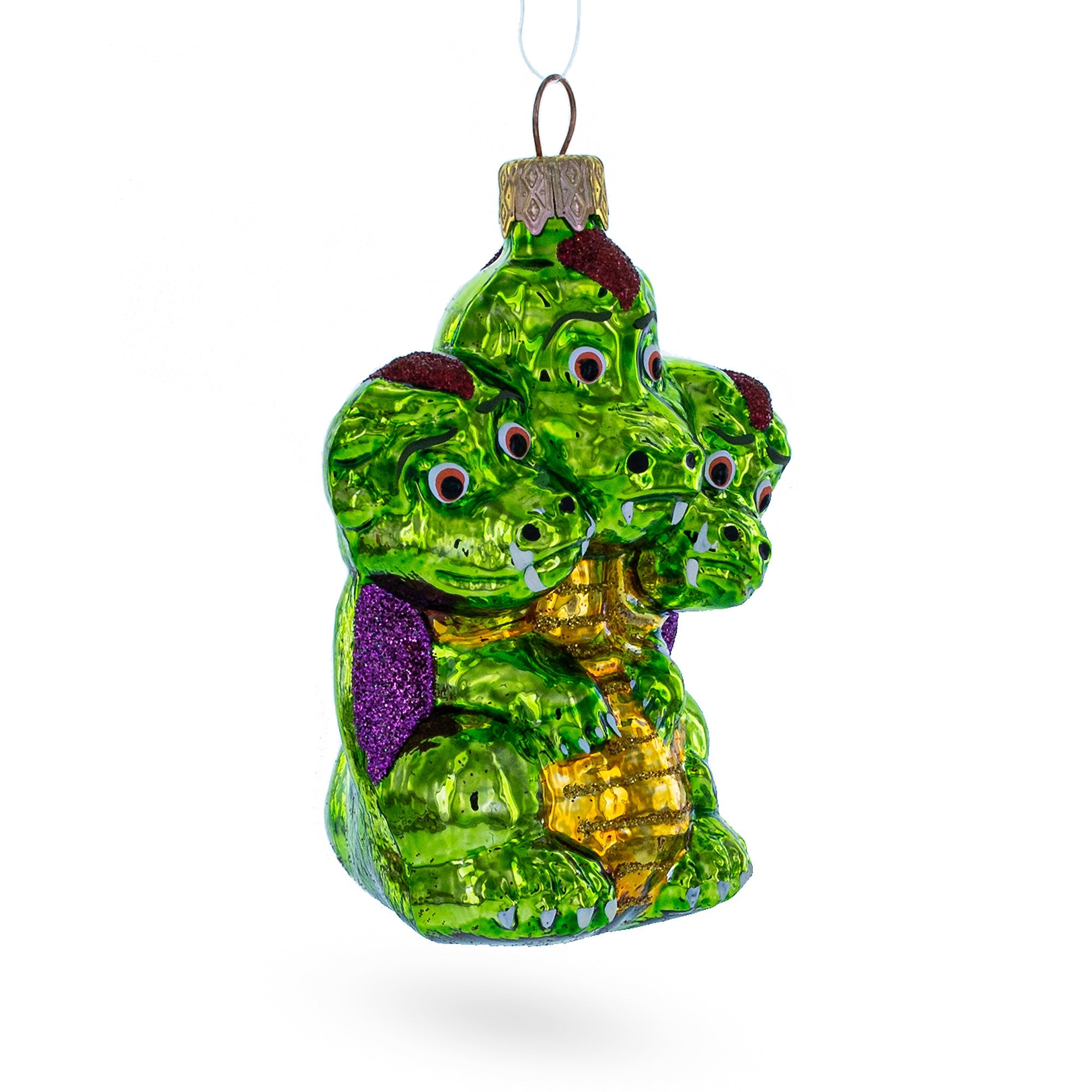 Mythical Multi Head Dragon Folk Tale Character Glass Christmas Ornament