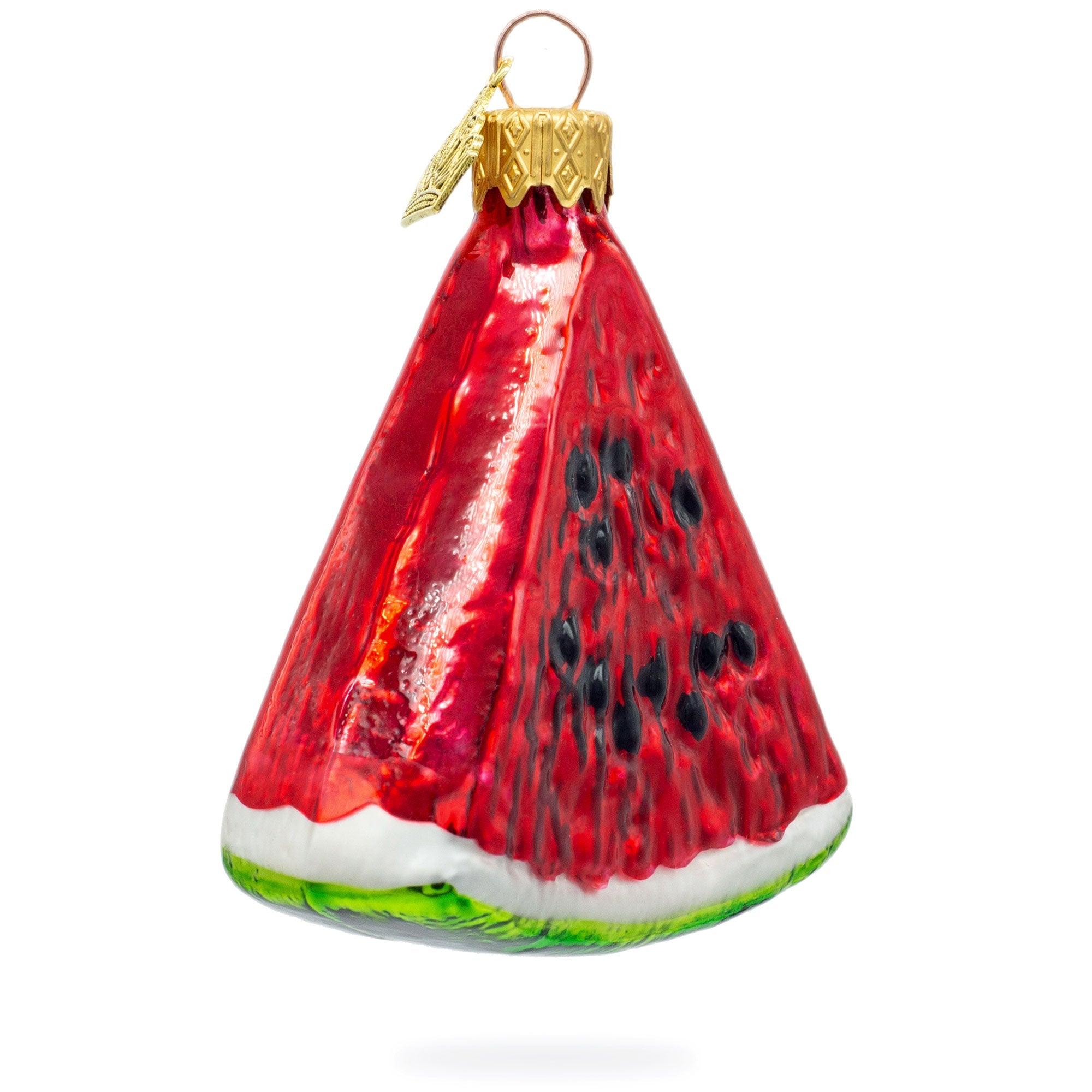 Juicy Watermelon Slice with Black Seed Glass Christmas Ornament