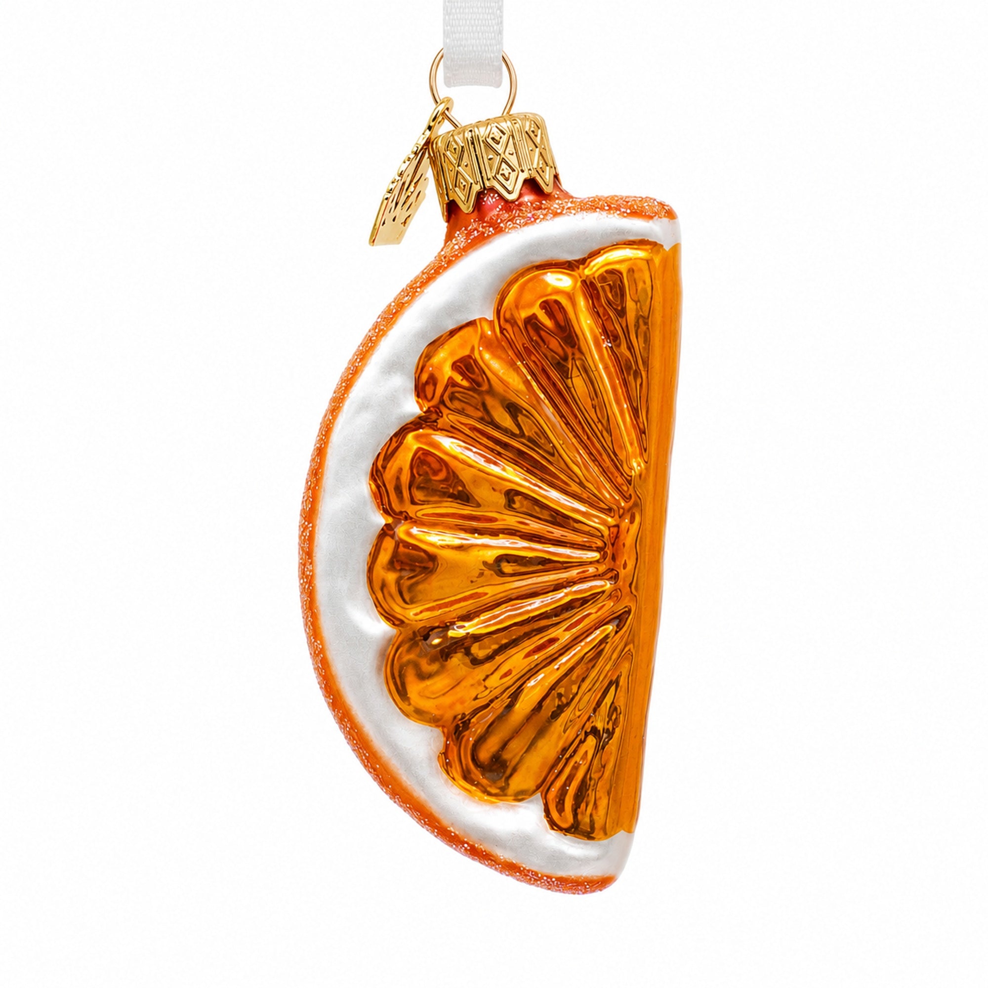Orange Citrus Slice Glass Christmas Ornament
