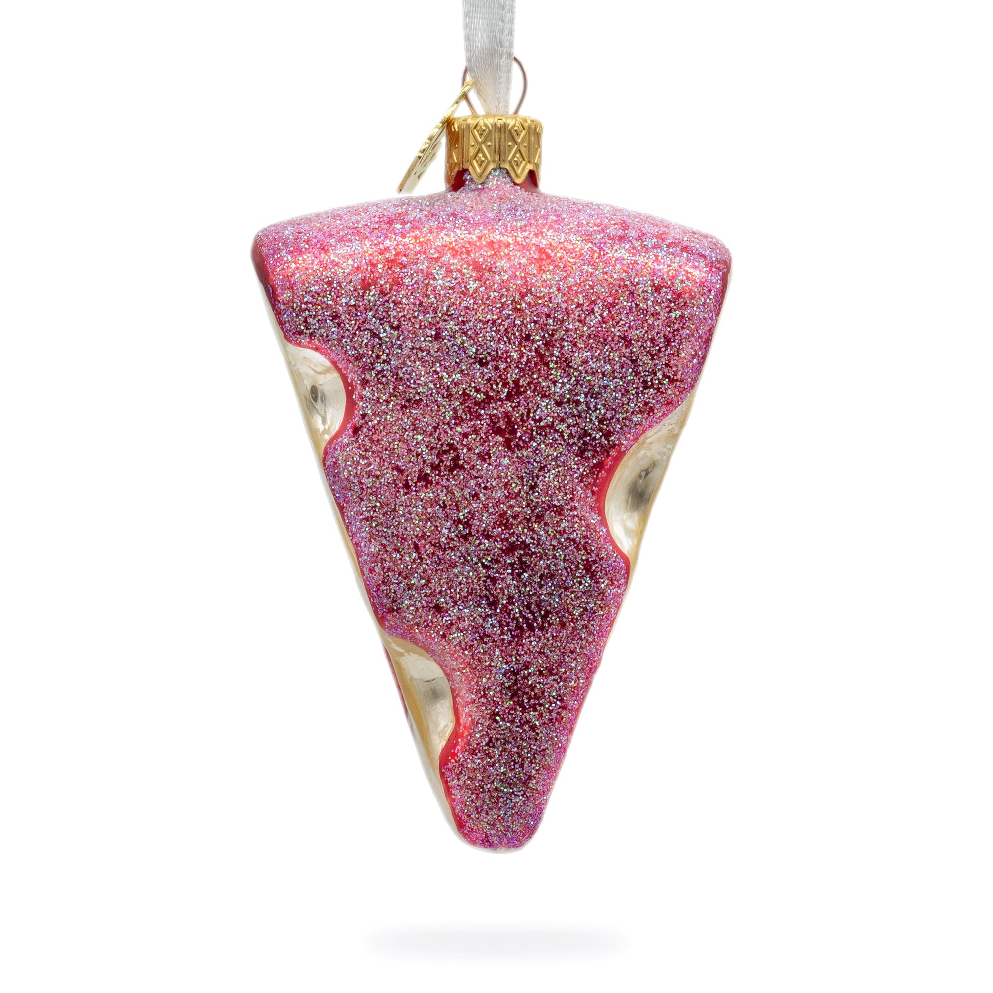 Swiss Cheese Wedge with Hole Details Glass Christmas Ornament