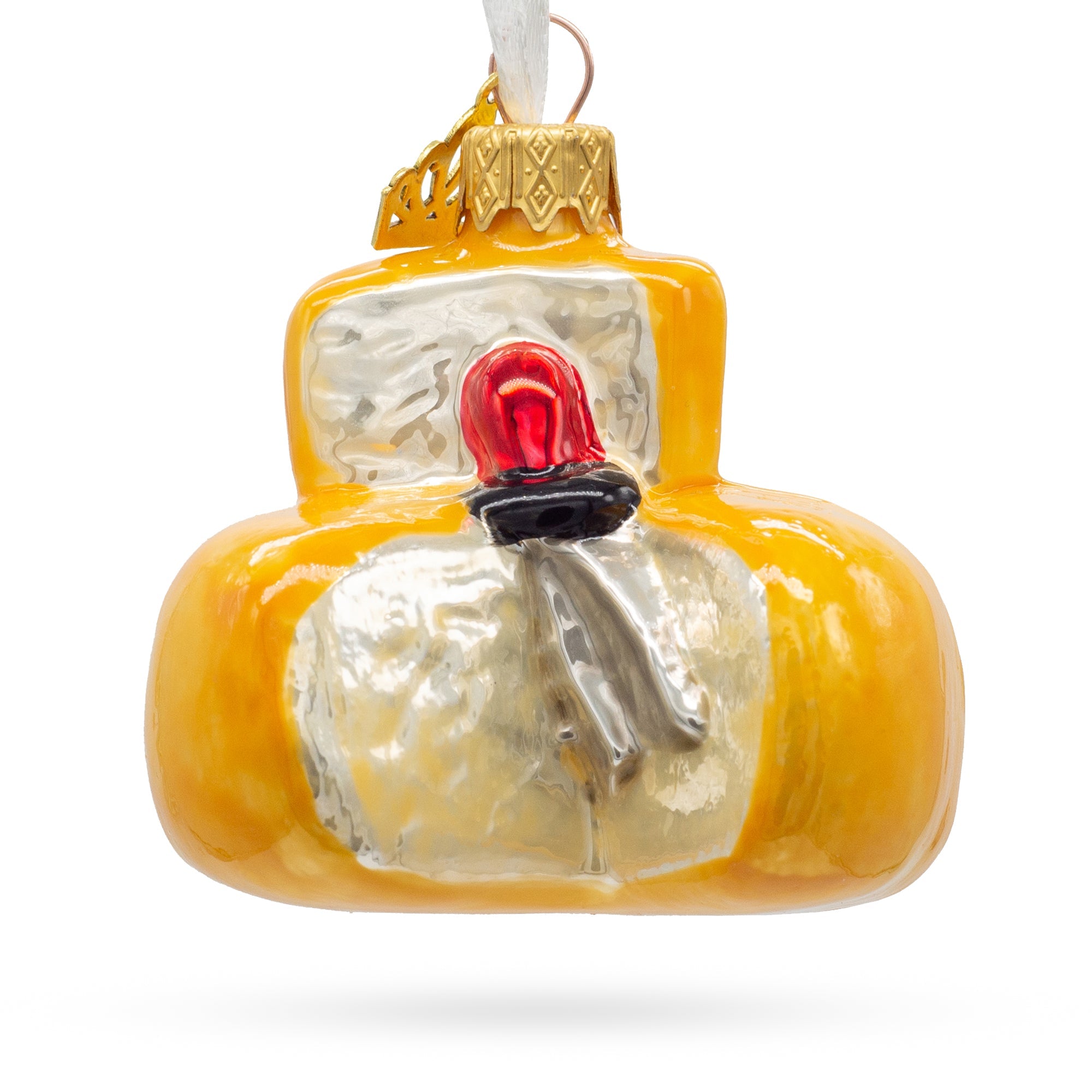 Gourmet Cheese Wheel Glass Christmas Ornament