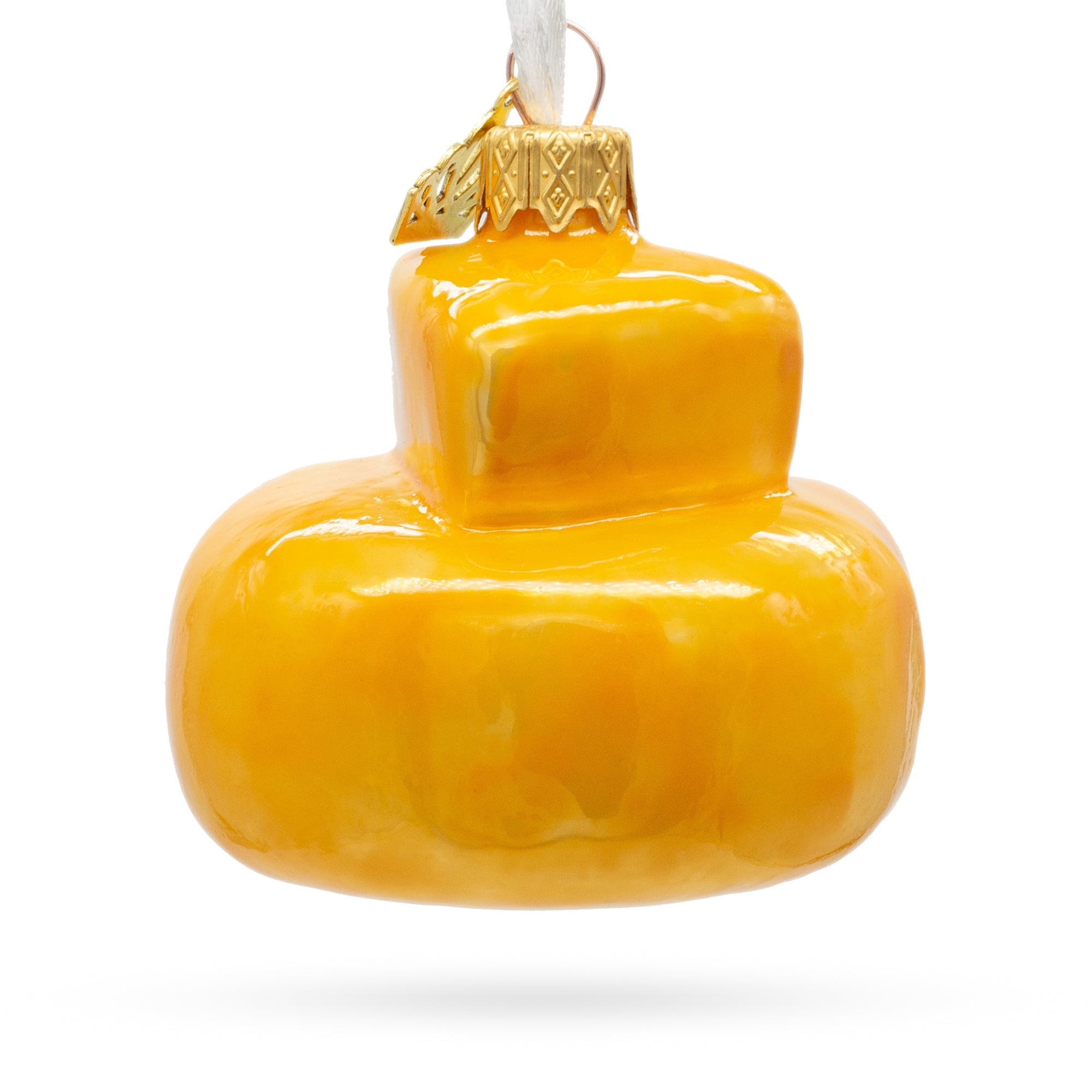 Gourmet Cheese Wheel Glass Christmas Ornament