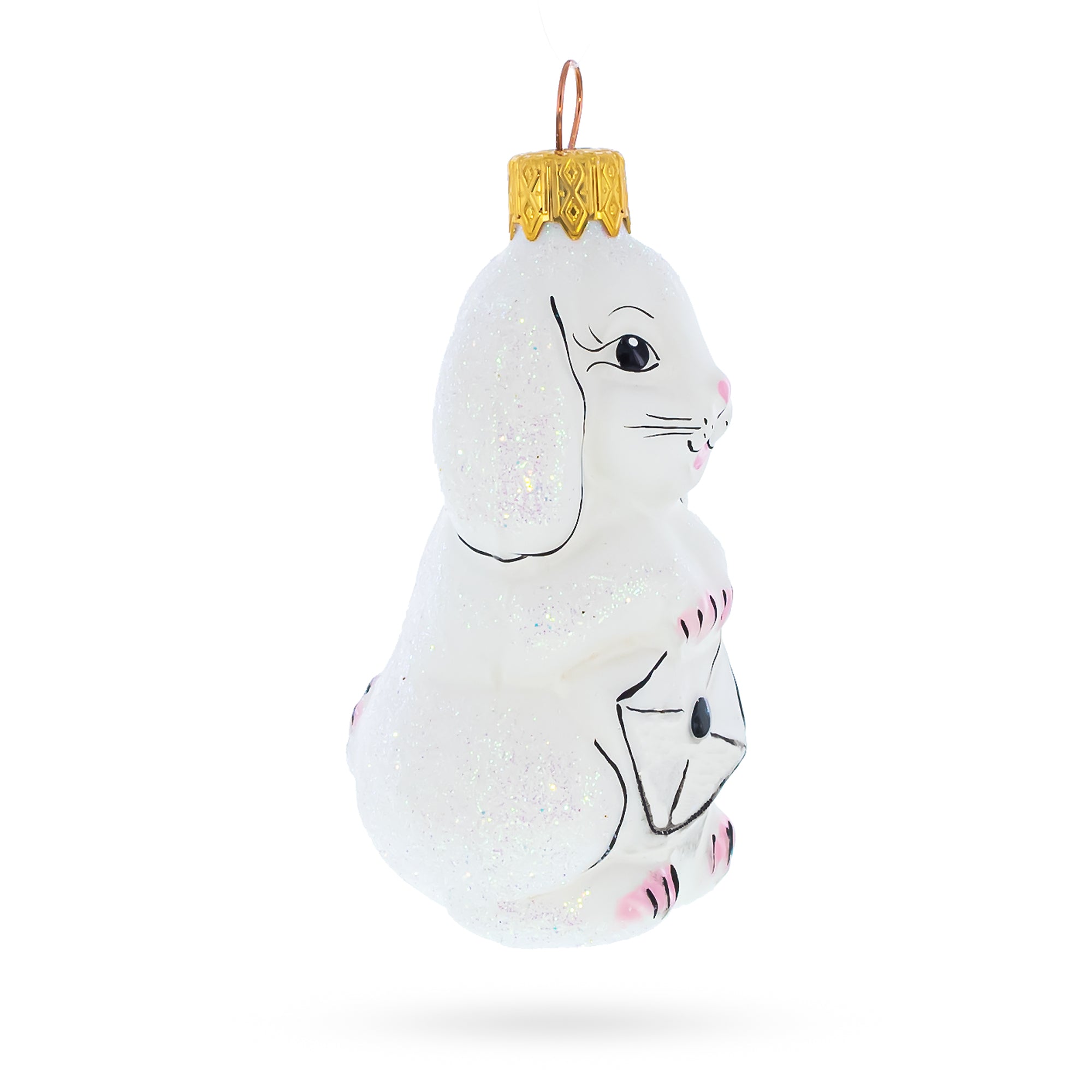 Whimsical Bunny Messenger with Envelope Glass Ornaments