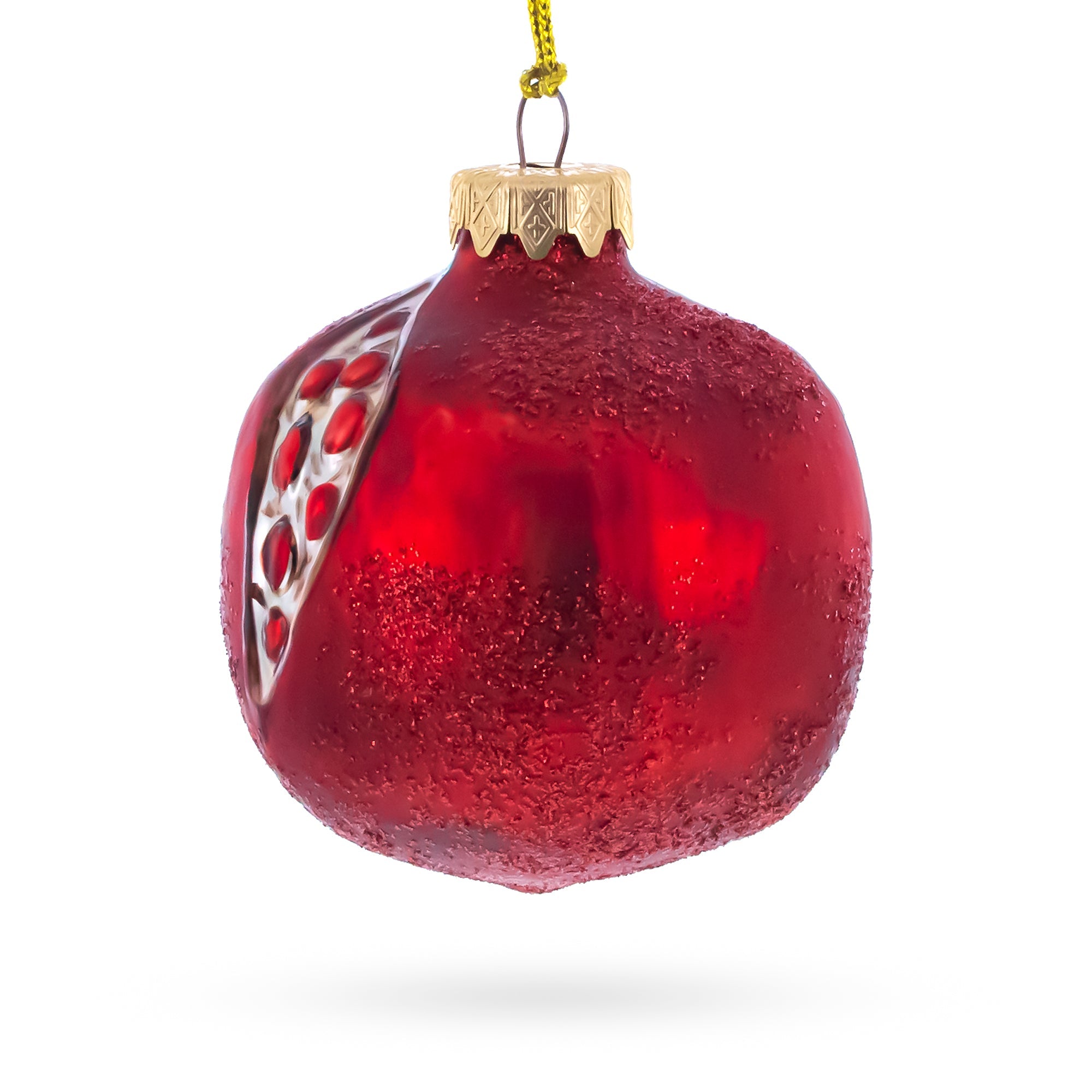 Pomegranate with Cut Open Seed Details Glass Christmas Ornament