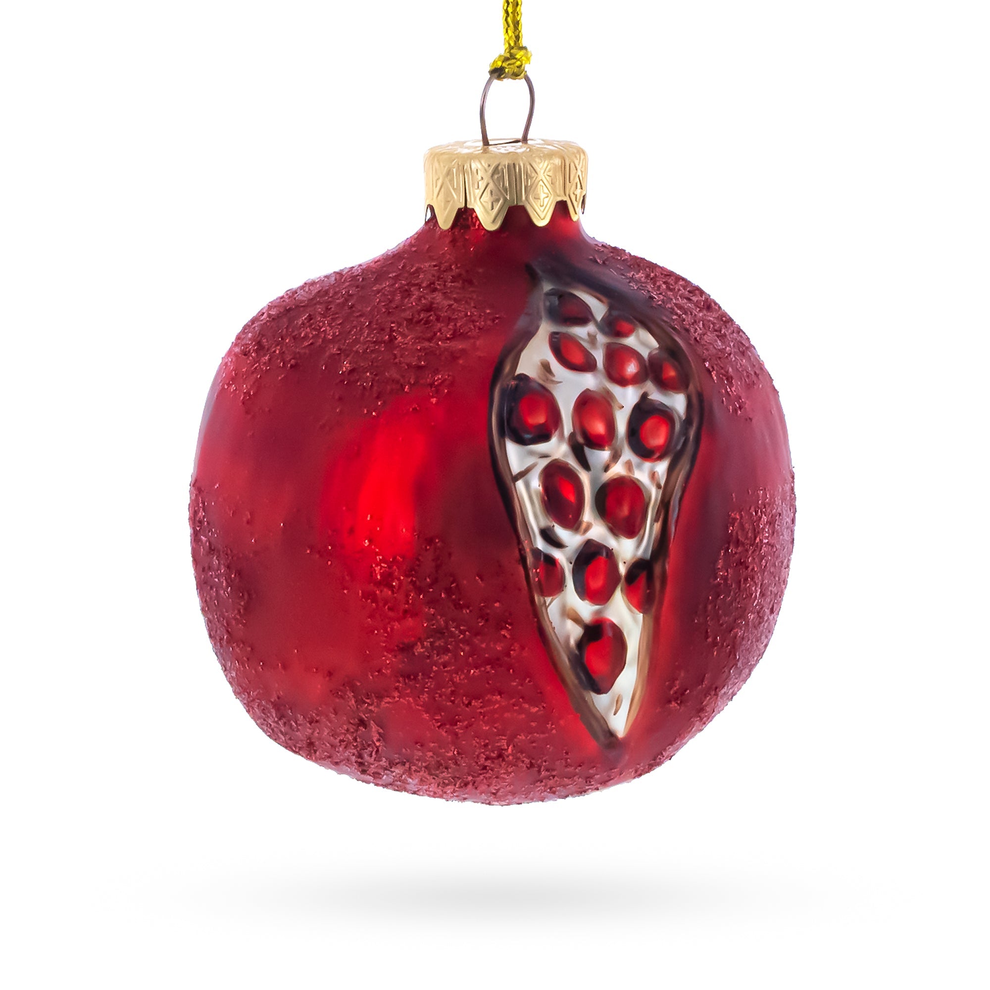 Pomegranate with Cut Open Seed Details Glass Christmas Ornament