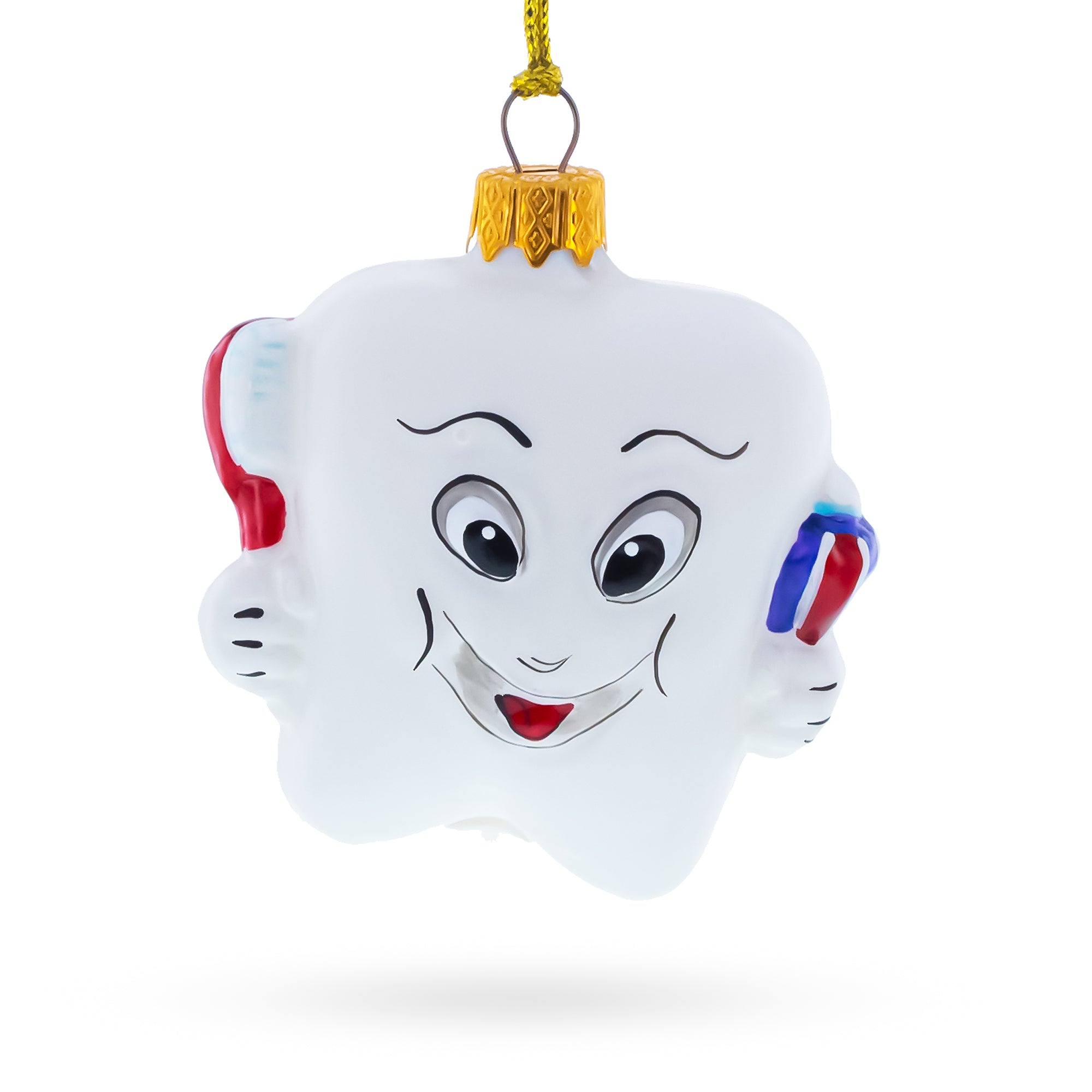Smiling Tooth with Toothbrush and Toothpaste Dental Glass Christmas Ornament