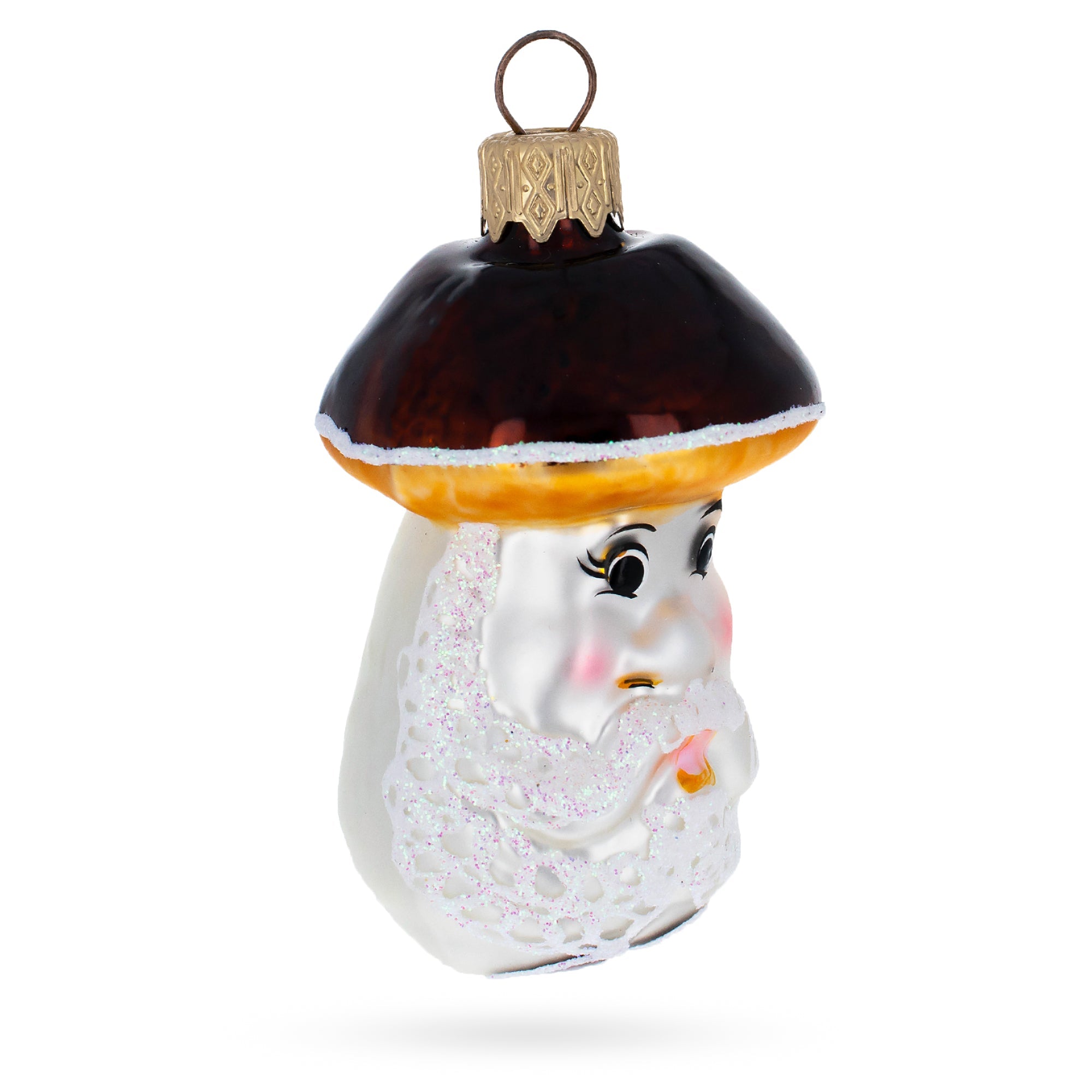 Wise Grandpa Mushroom Glass Christmas Ornament