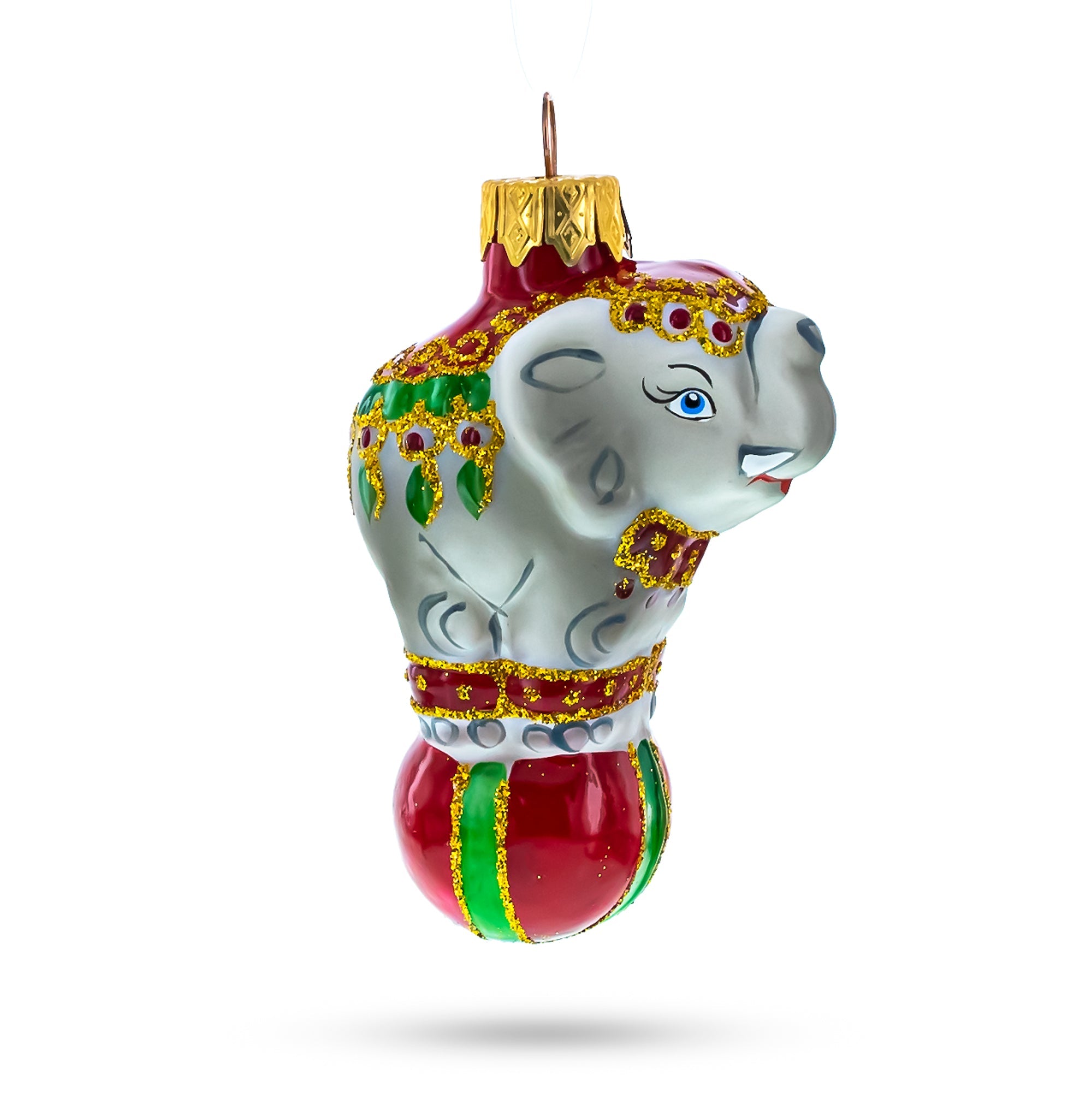 Circus Elephant on the Ball Glass Ornaments