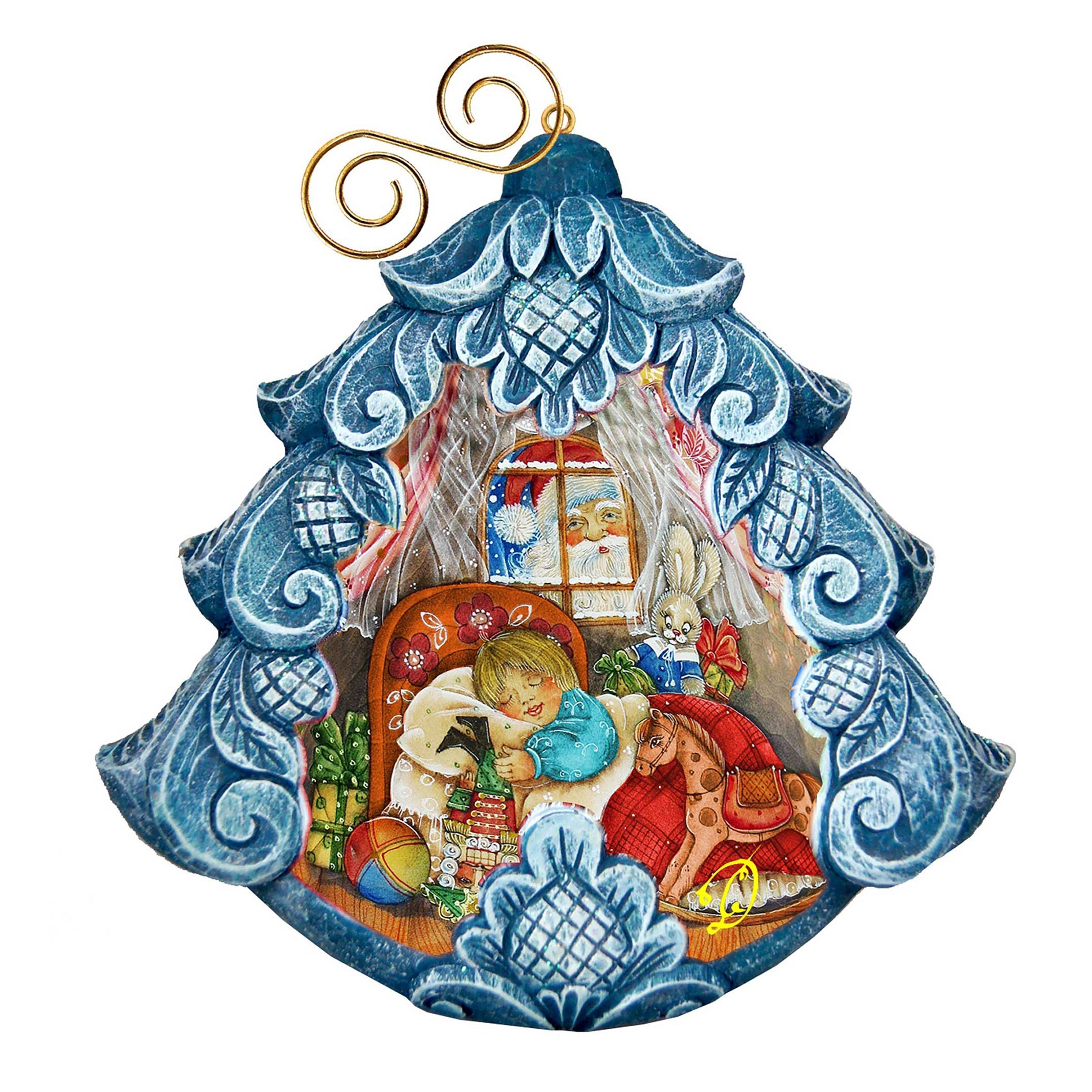 Night Before Hand-Painted Christmas Tree Sculpted Hand-Painted Christmas Ornament by G. DeBrekht - Love Family Kids Decor - 610276