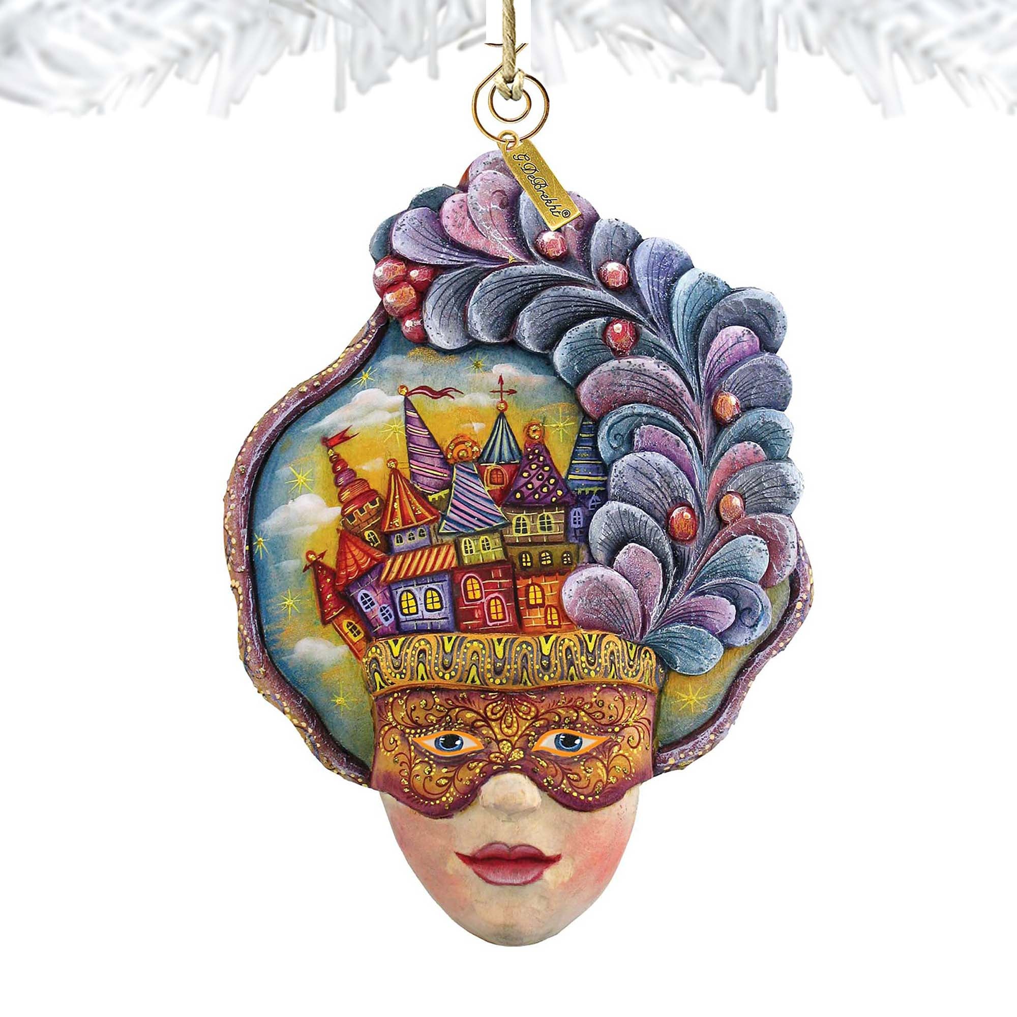 Carnival Mask Wooden Ornaments by G. DeBrekht - Thanksgiving Halloween Decor - 8161038