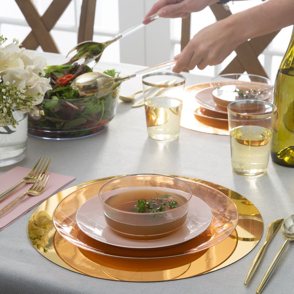 14 Oz. Round Clear and Gold Plastic Bowls | 10 Pack