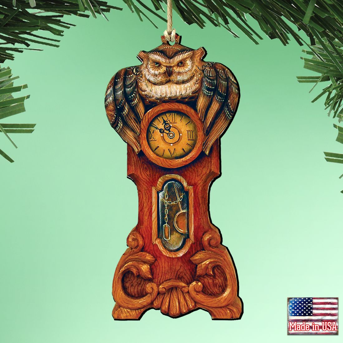 Owl Clock Wooden Ornaments Halloween by G. DeBrekht - Thanksgiving Halloween Decor - 8153311