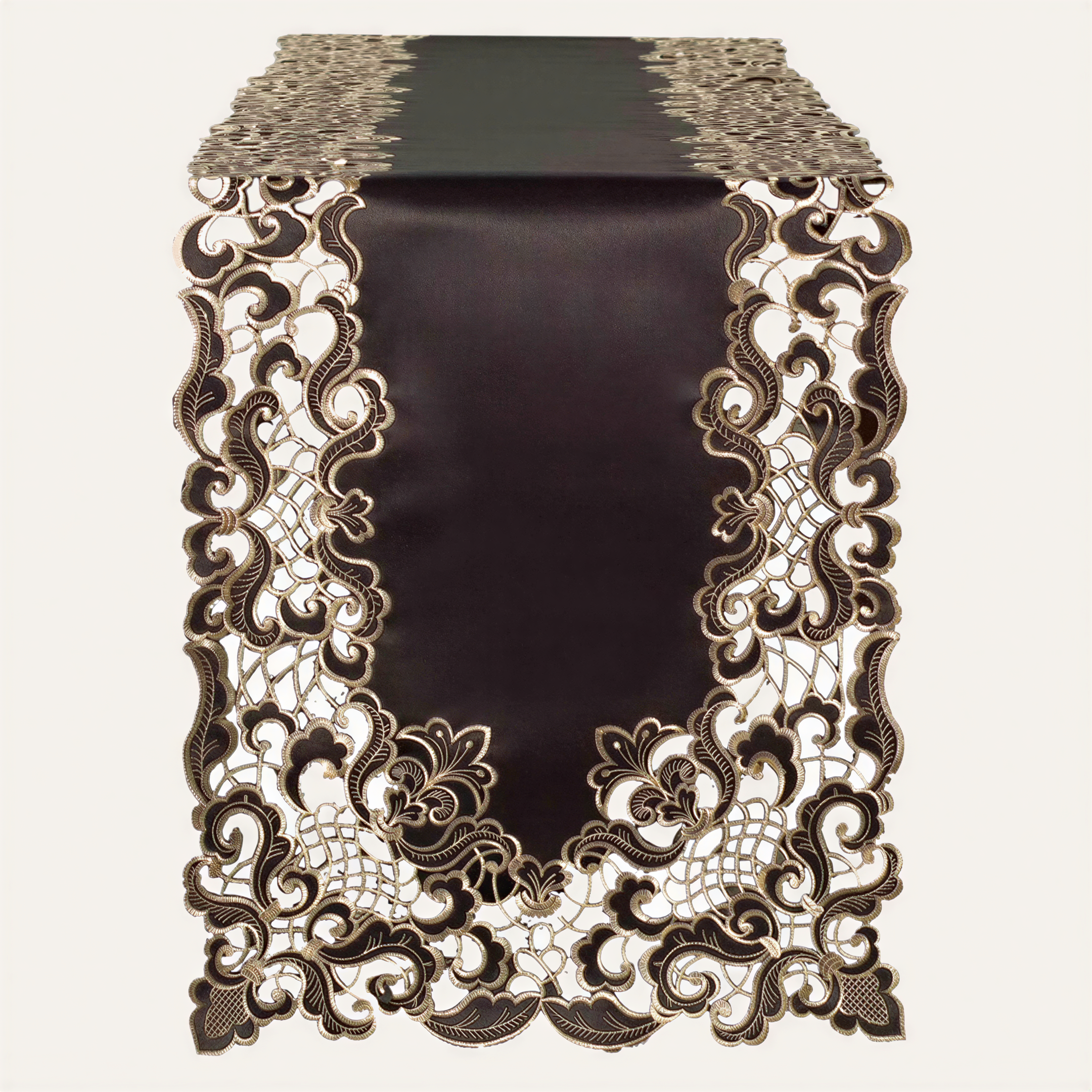 Black Gold Table Runner – Noir Luxe, 14x108 Inch