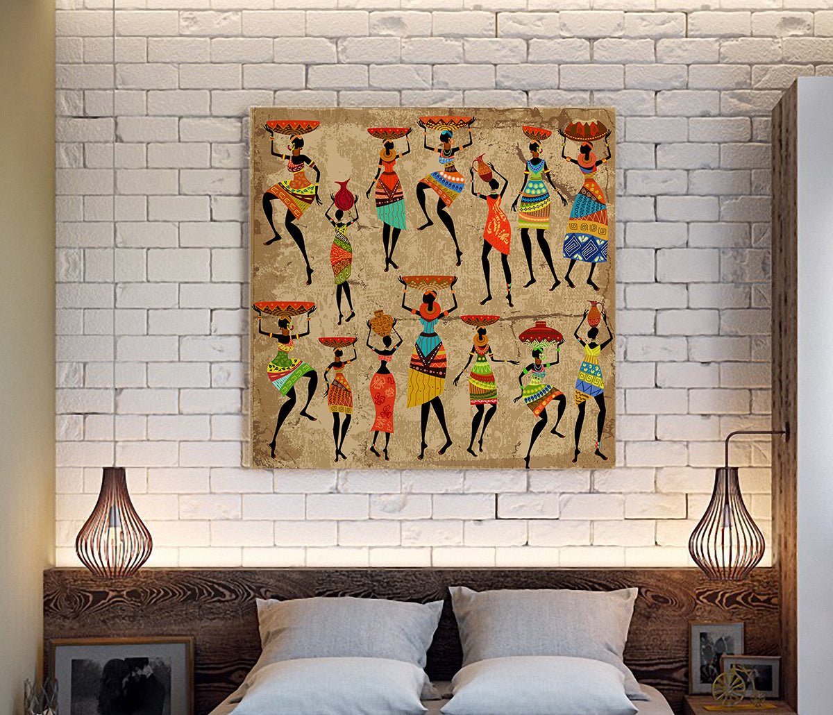 African Woman Art Framed Canvas Wall Art African Tribal Black Art