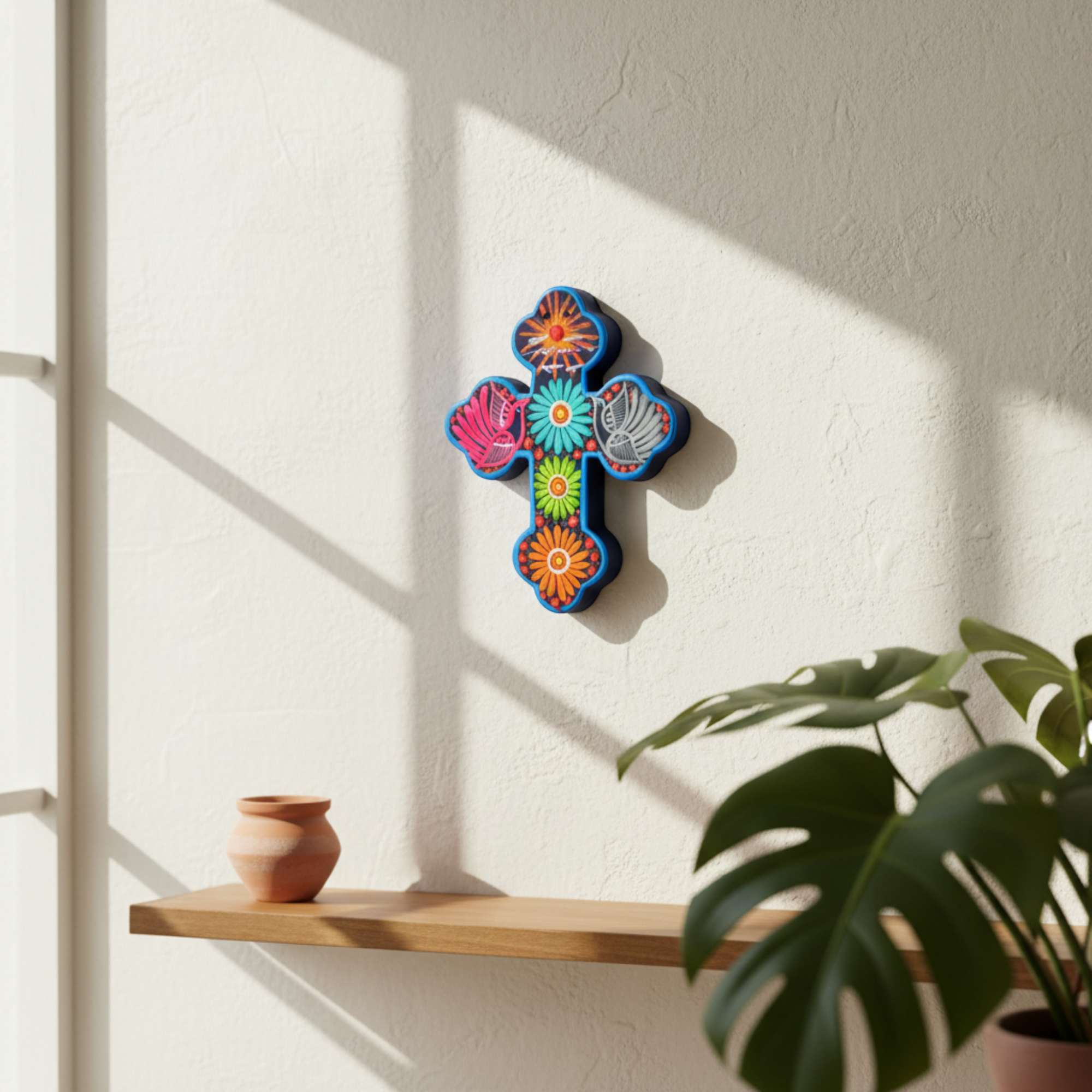 Alebrije Cross Wall Art | Colorful Mexican Decor