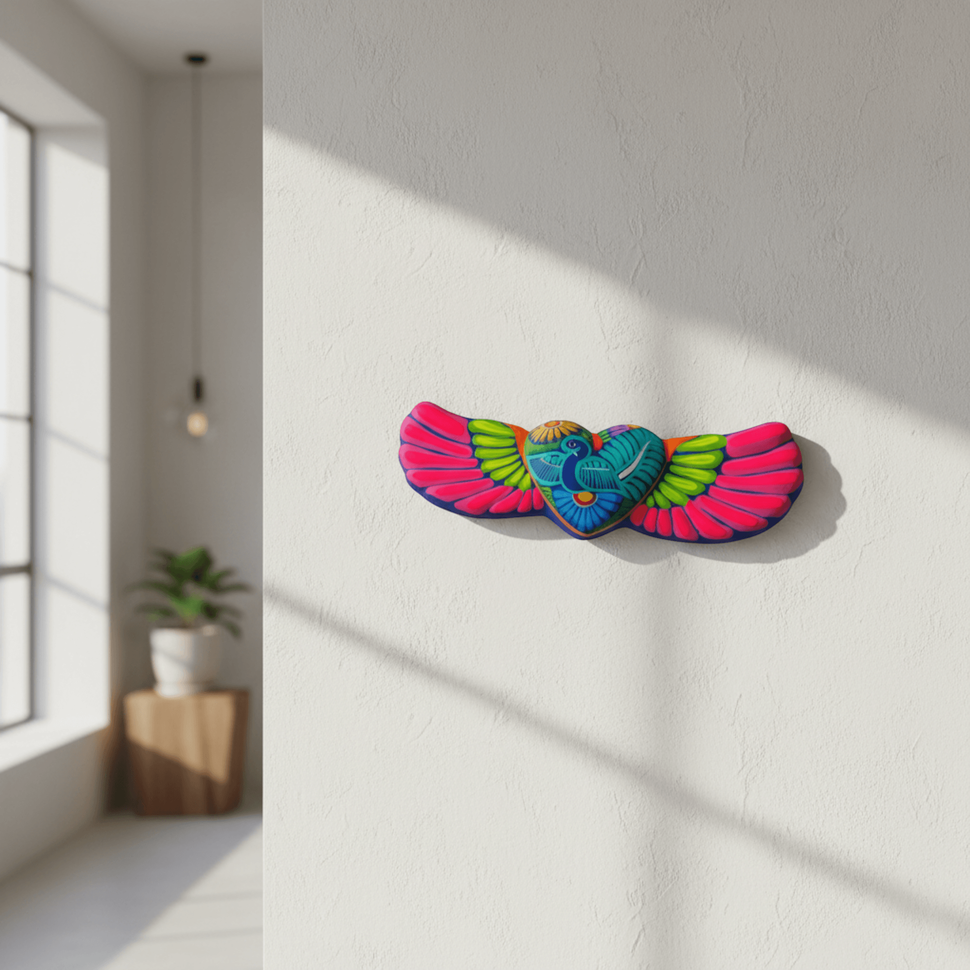 Alebrije Heart Wall Art | Colorful Mexican Wings