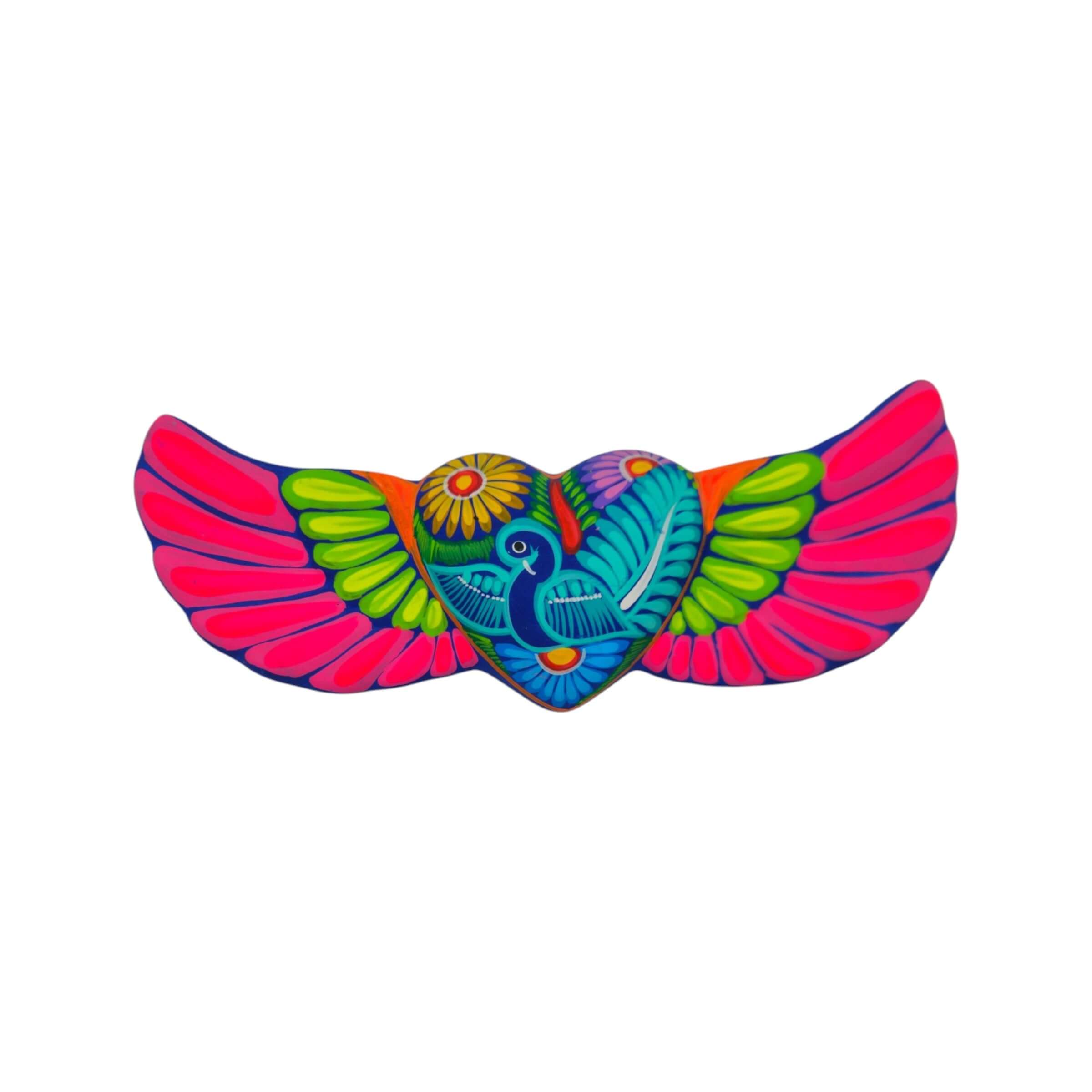 Alebrije Heart Wall Art | Colorful Mexican Wings