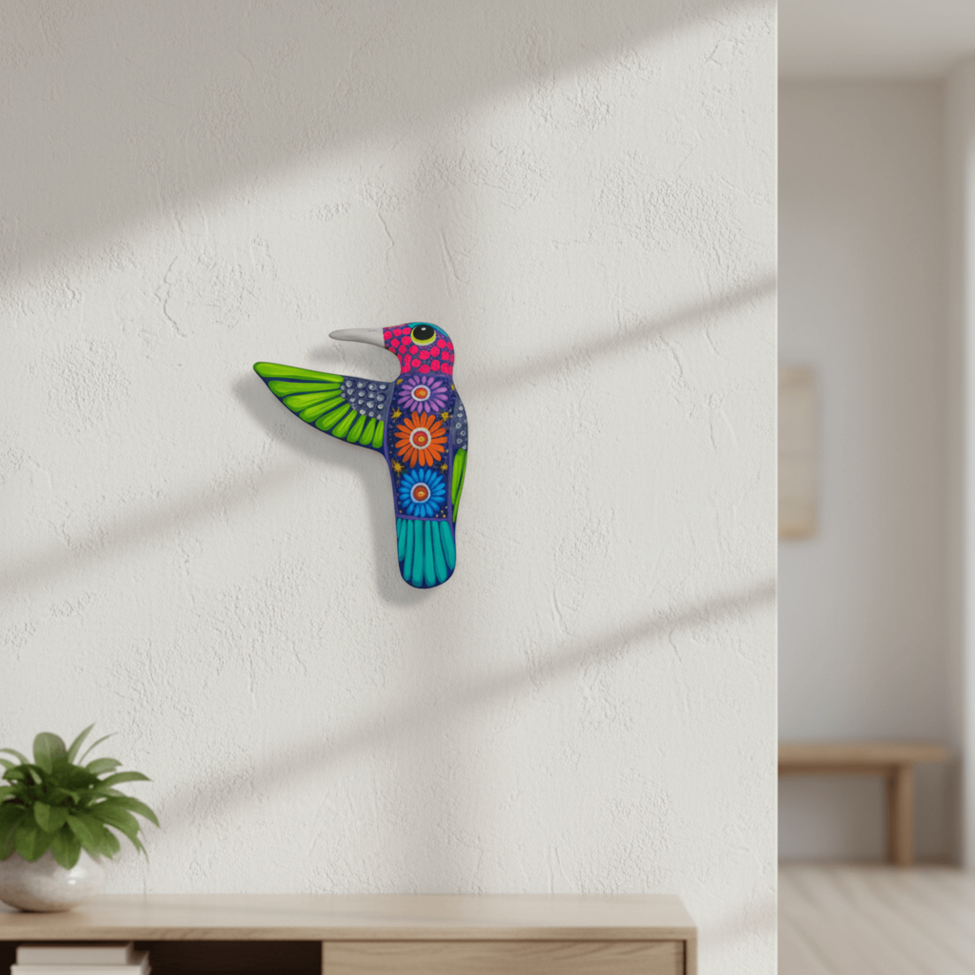 Alebrije Hummingbird Wall Art | Ceramic Mexican Folk Decor