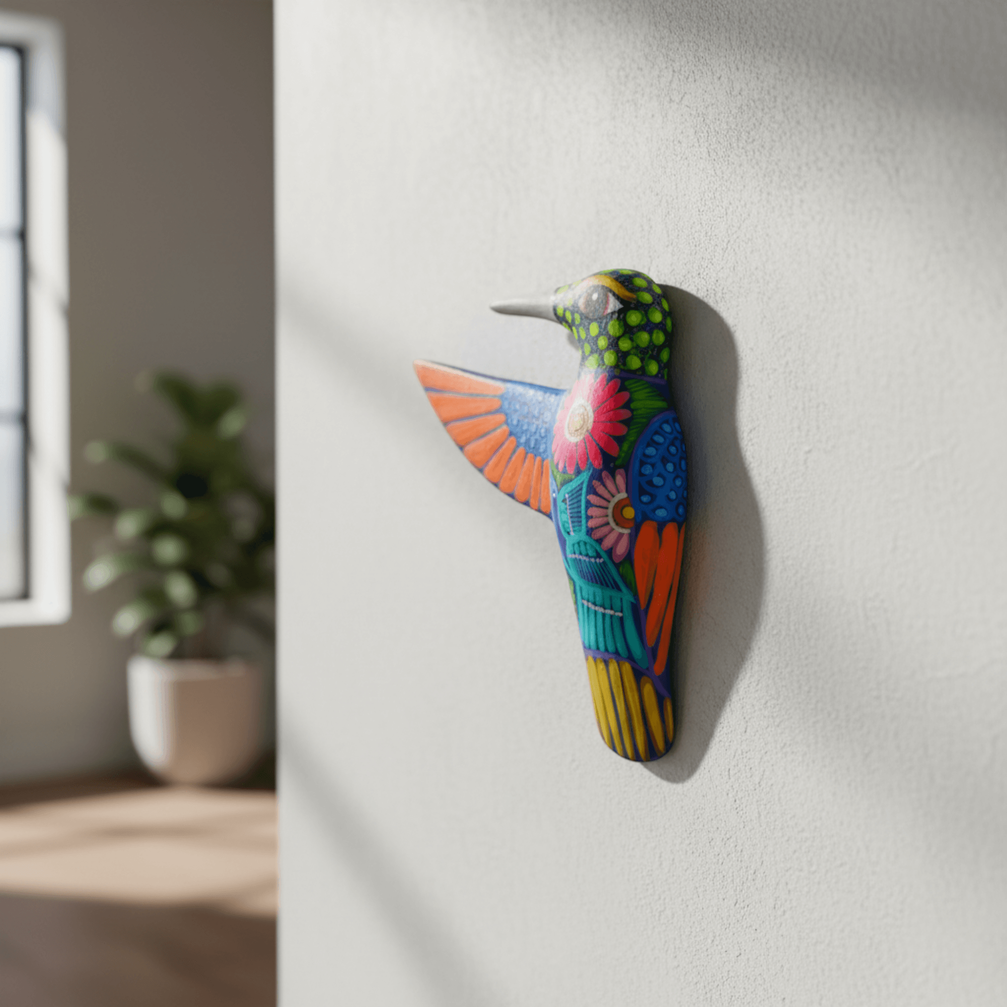 Alebrije Hummingbird Wall Art | Ceramic Mexican Folk Decor