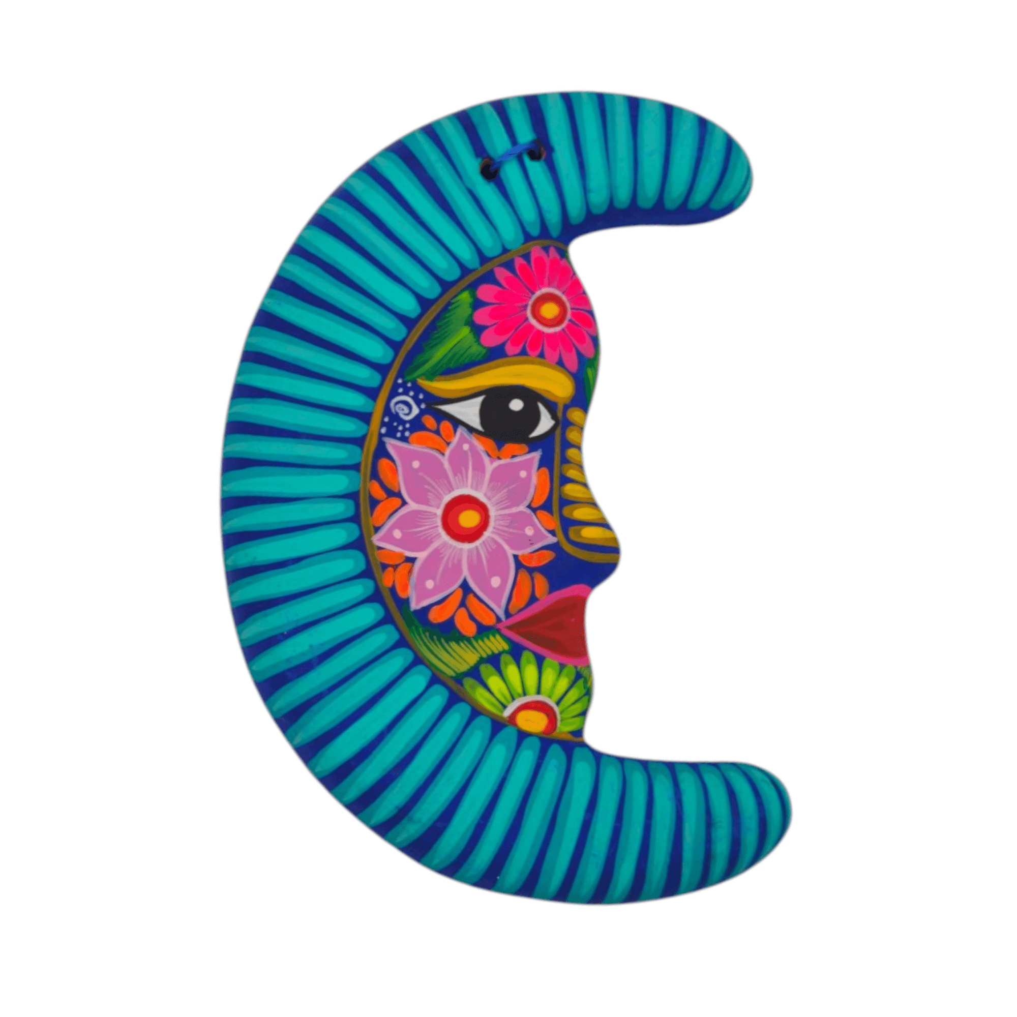 Alebrije Moon Wall Art | Hand-Painted Floral Design