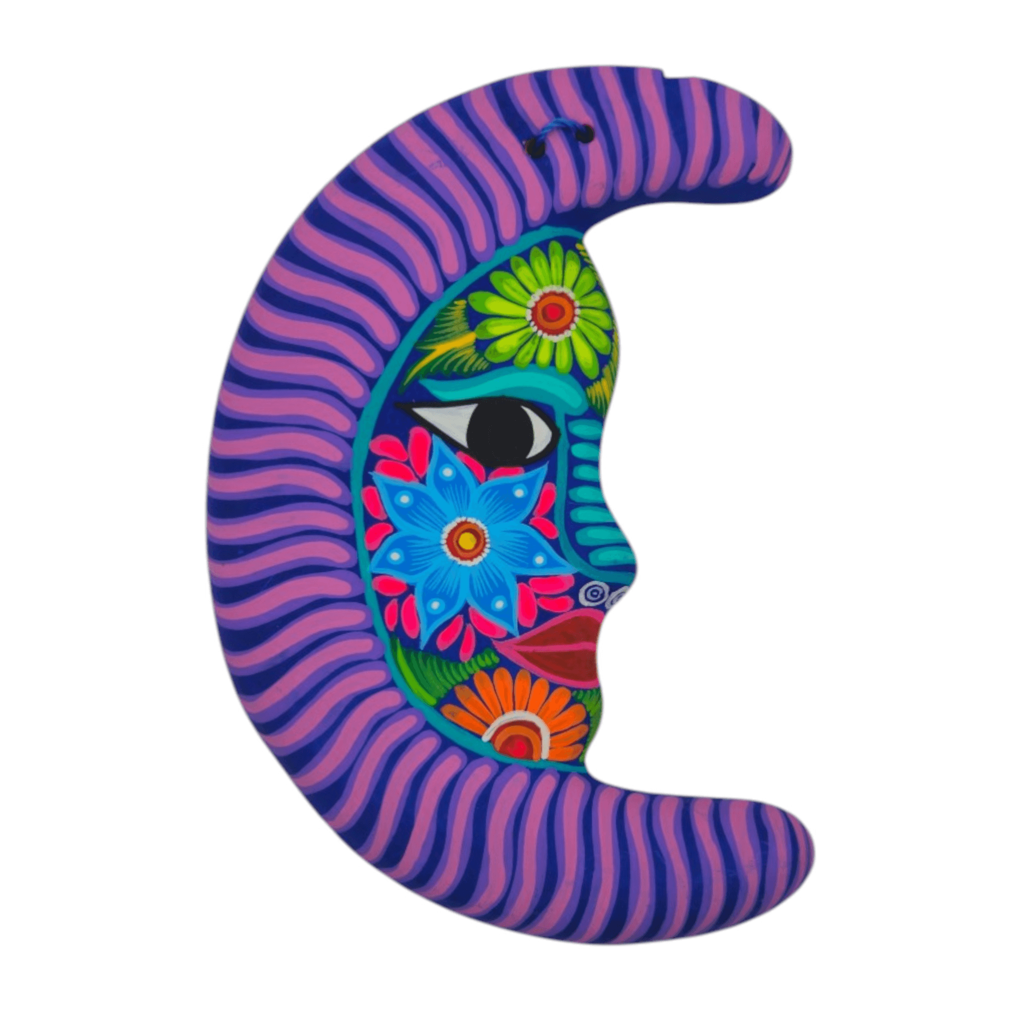 Alebrije Moon Wall Art | Hand-Painted Floral Design