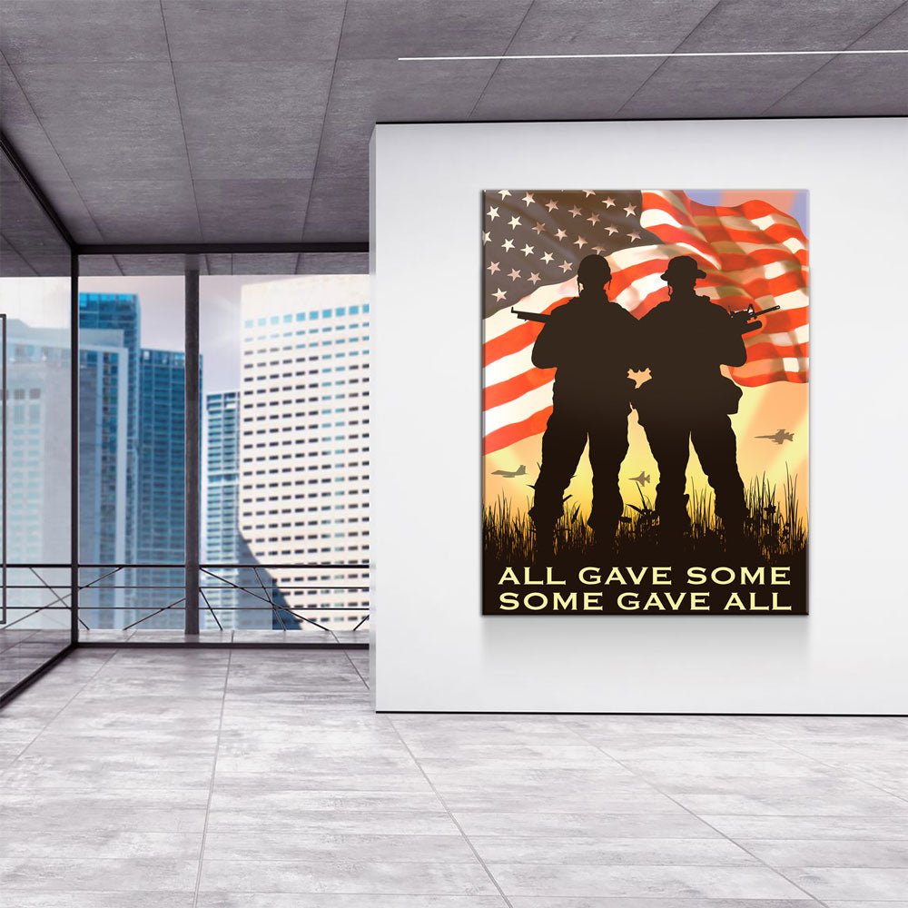 All Gave Some Some Gave All Canvas Wall Art, American Flag, Veteran Decor