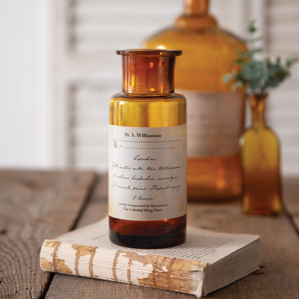 Antique-Inspired Amber Apothecary Bottle - Capudine