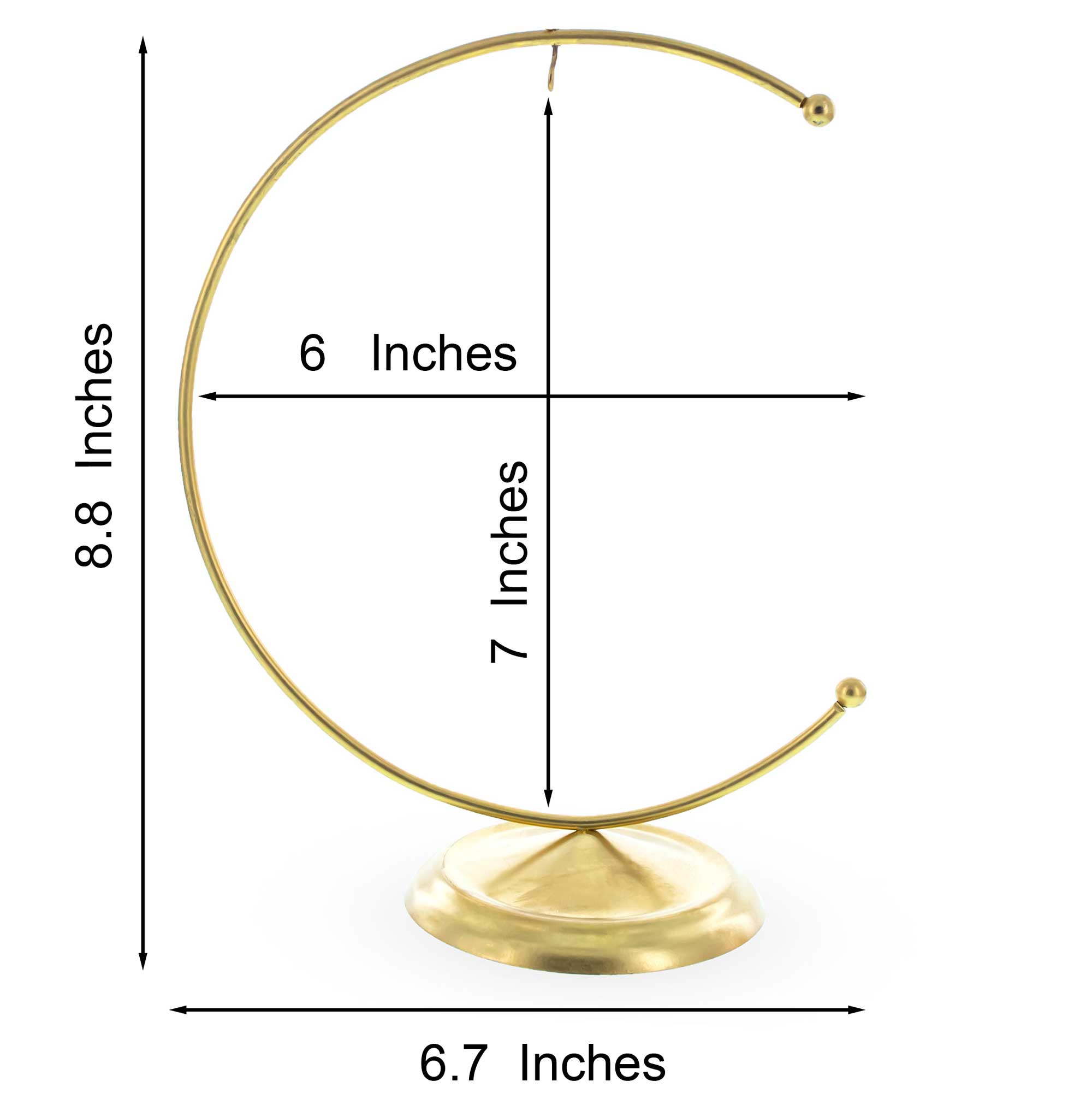 Crescent Moon Gold Metal Ornament Display Stand 8.8 Inches