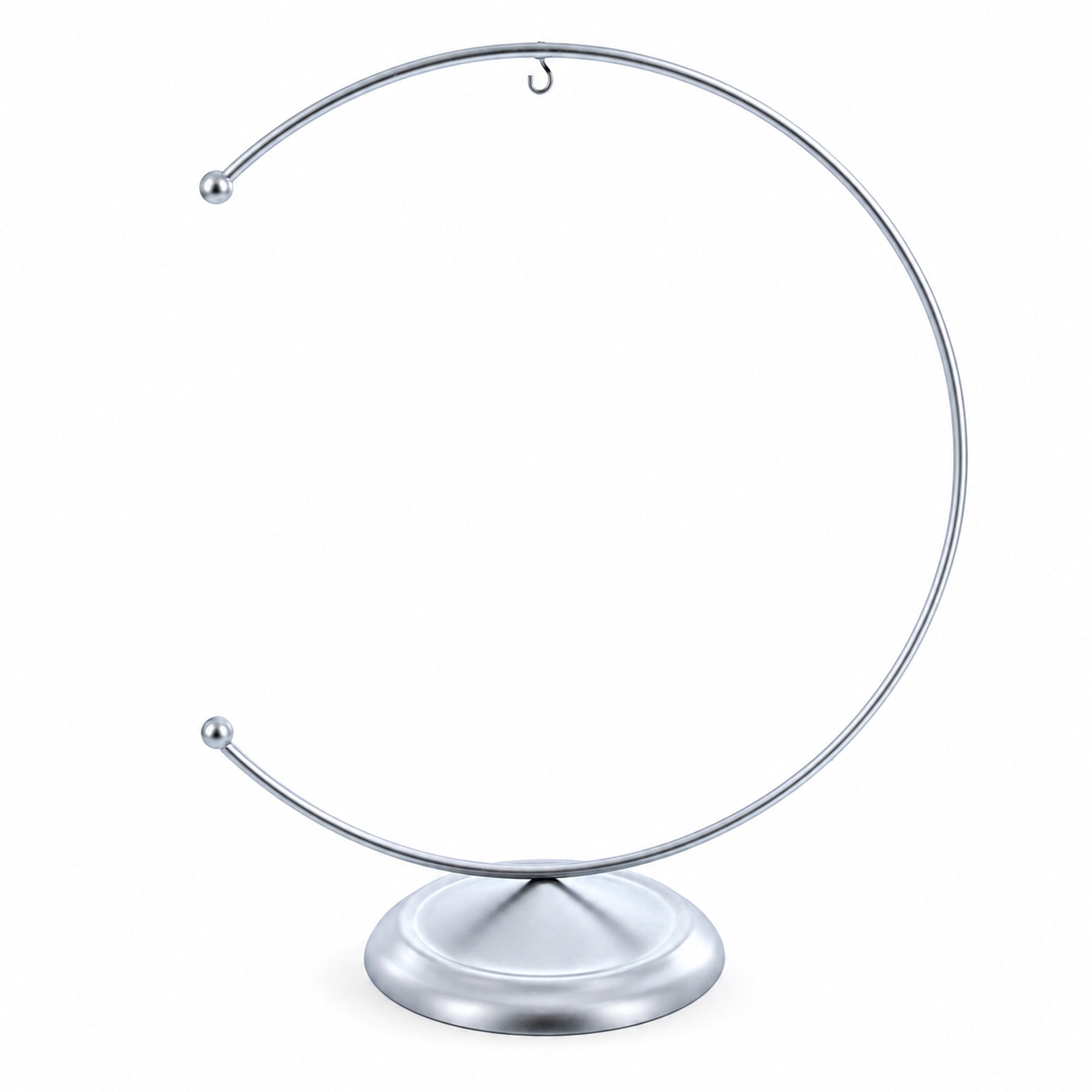 Crescent Moon Silver Metal Ornament Display Stand 8.8 Inches