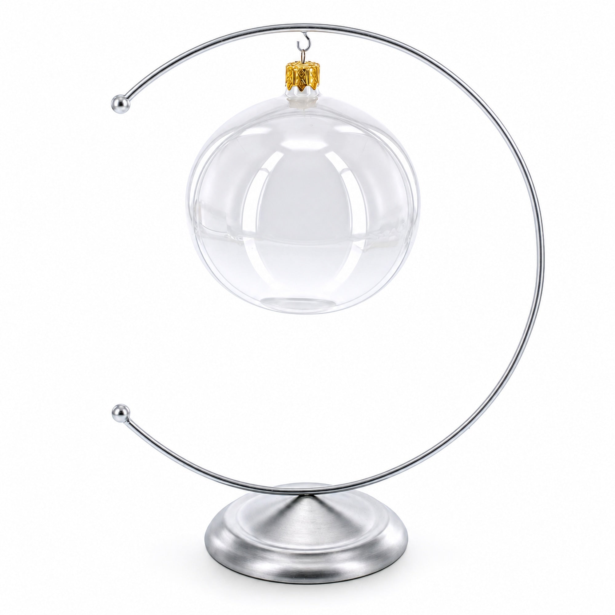 Crescent Moon Silver Metal Ornament Display Stand 8.8 Inches