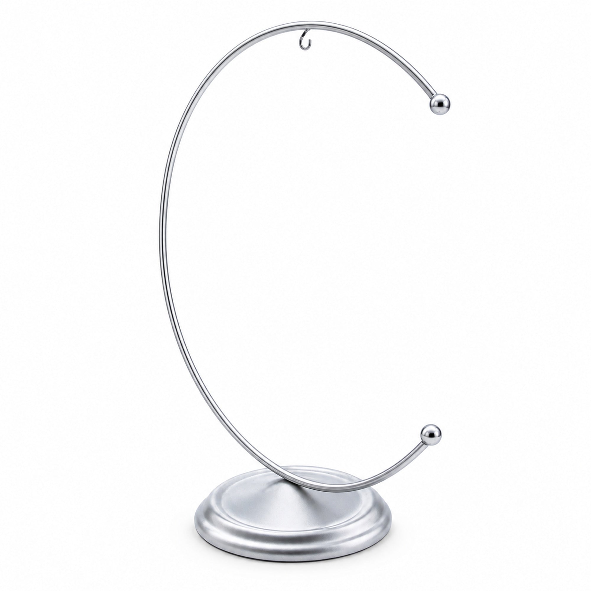 Crescent Moon Silver Metal Ornament Display Stand 8.8 Inches