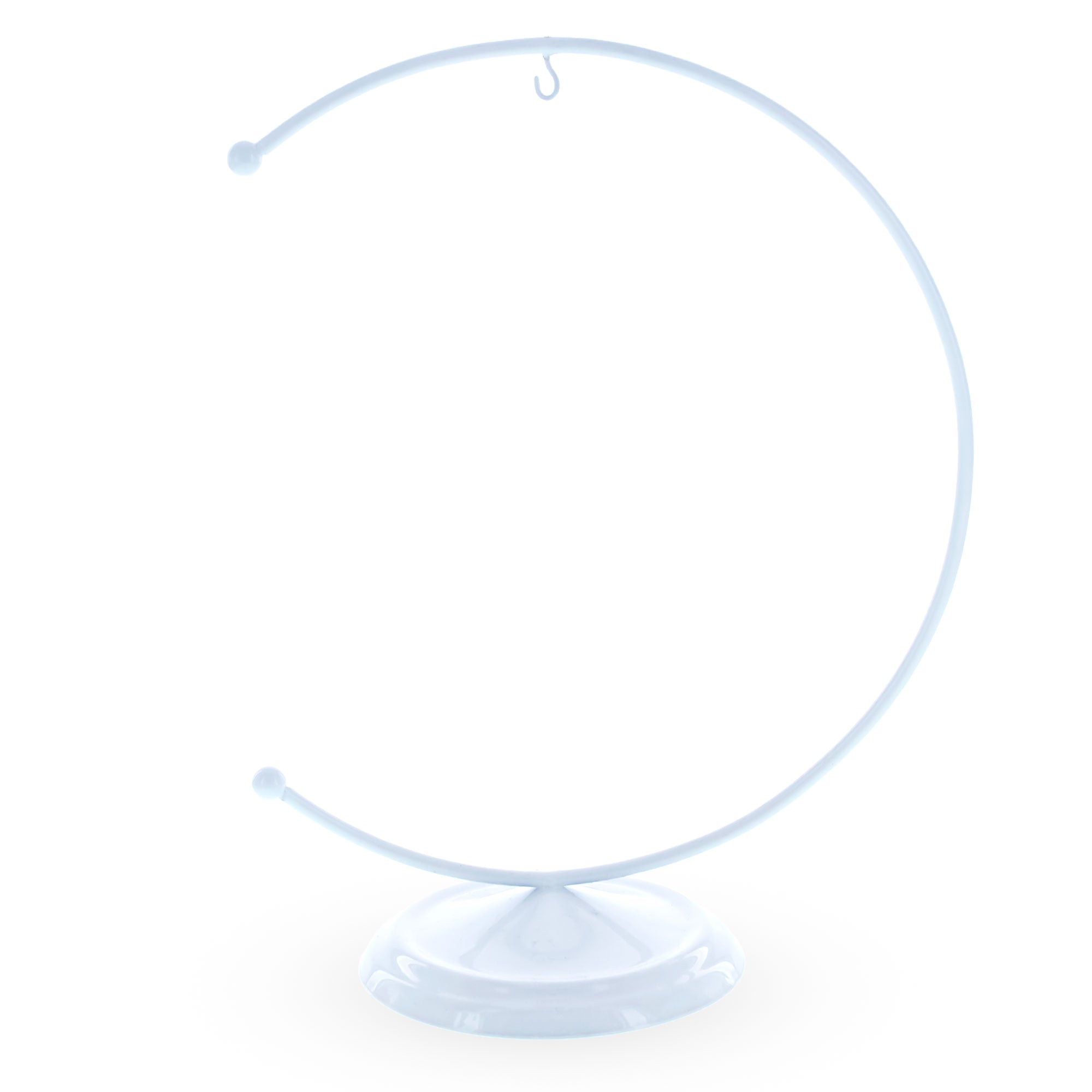 Crescent Moon White Painted Metal Ornament Display Stand 8.8 Inches