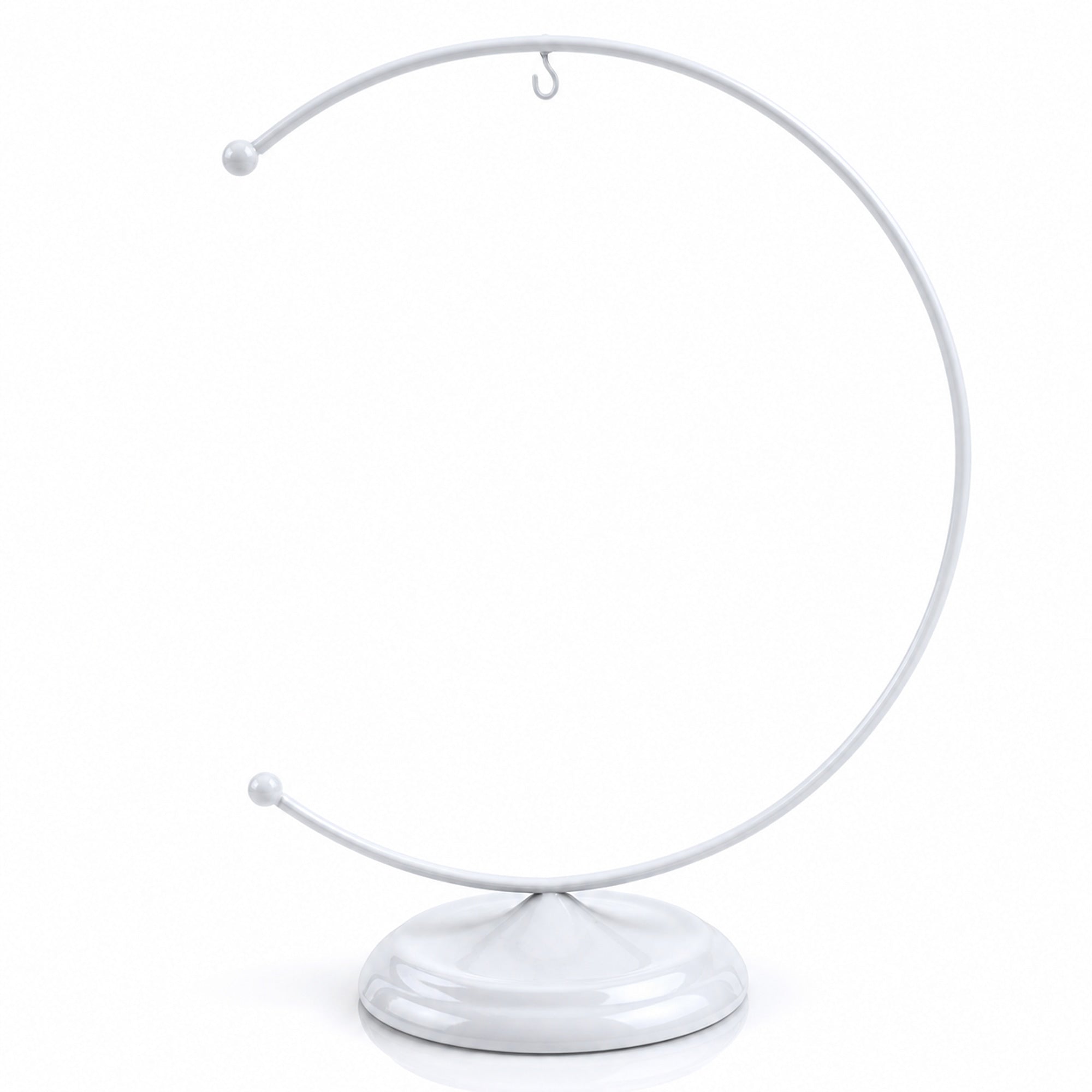 Crescent Moon White Painted Metal Ornament Display Stand 8.8 Inches