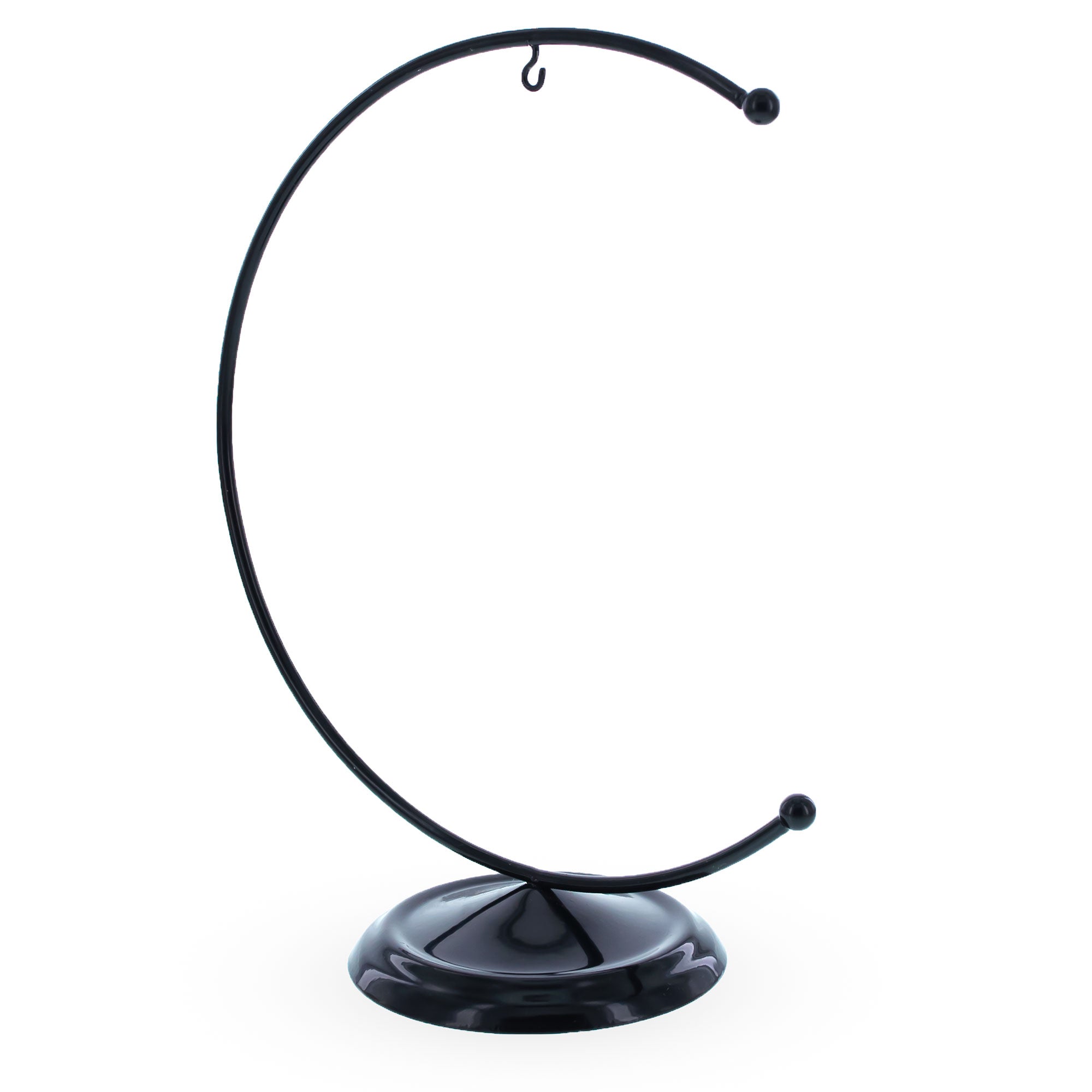 Crescent Moon Black Painted Metal Ornament Display Stand 8.8 Inches