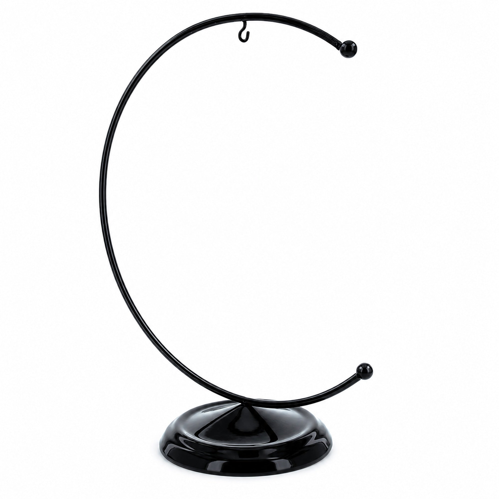 Crescent Moon Black Painted Metal Ornament Display Stand 8.8 Inches