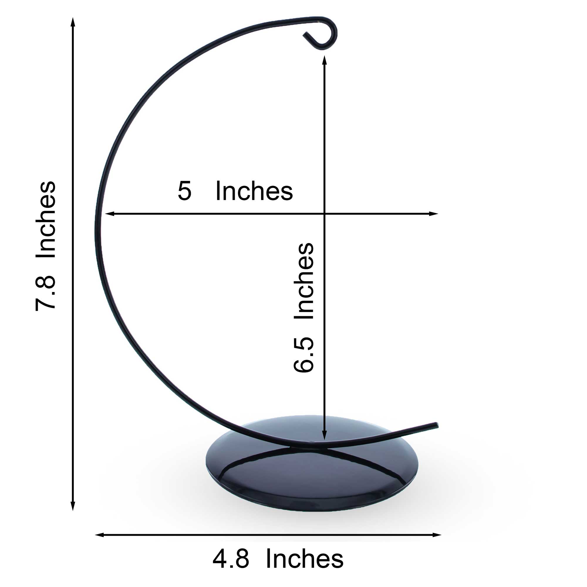 Solid Round Base Black Painted Metal Ornament Display Stand 7.8 Inches
