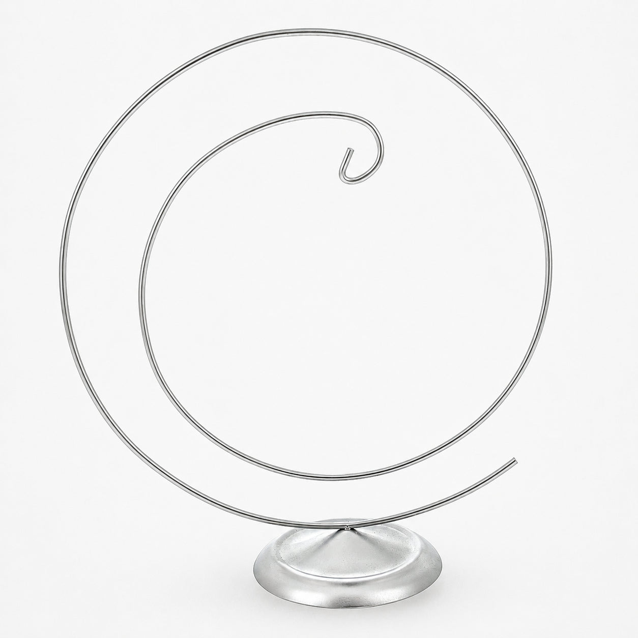 Art Deco Swirl Silver Metal Ornament Display Stand 10 Inches