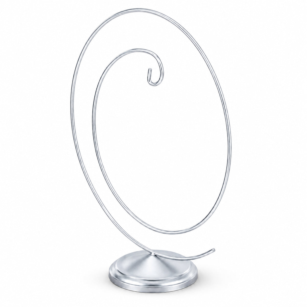 Art Deco Swirl Silver Metal Ornament Display Stand 10 Inches