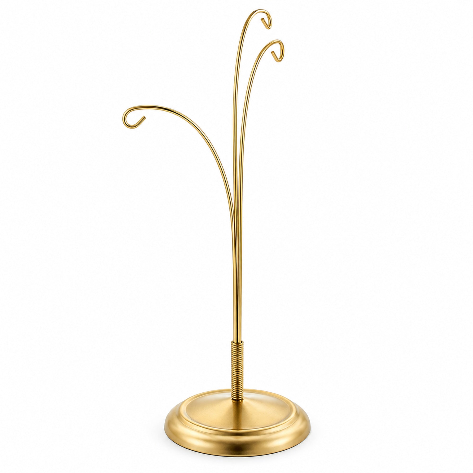 3-Arm Botanical Style Gold Metal Ornament Display Stand 12 Inches