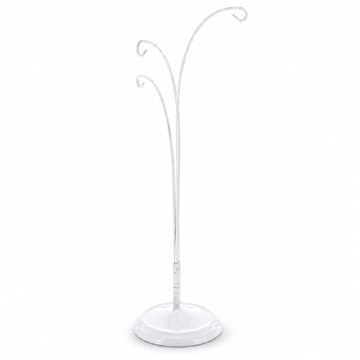3-Arm Botanical Style White Painted Metal Ornament Display Stand 12 Inches