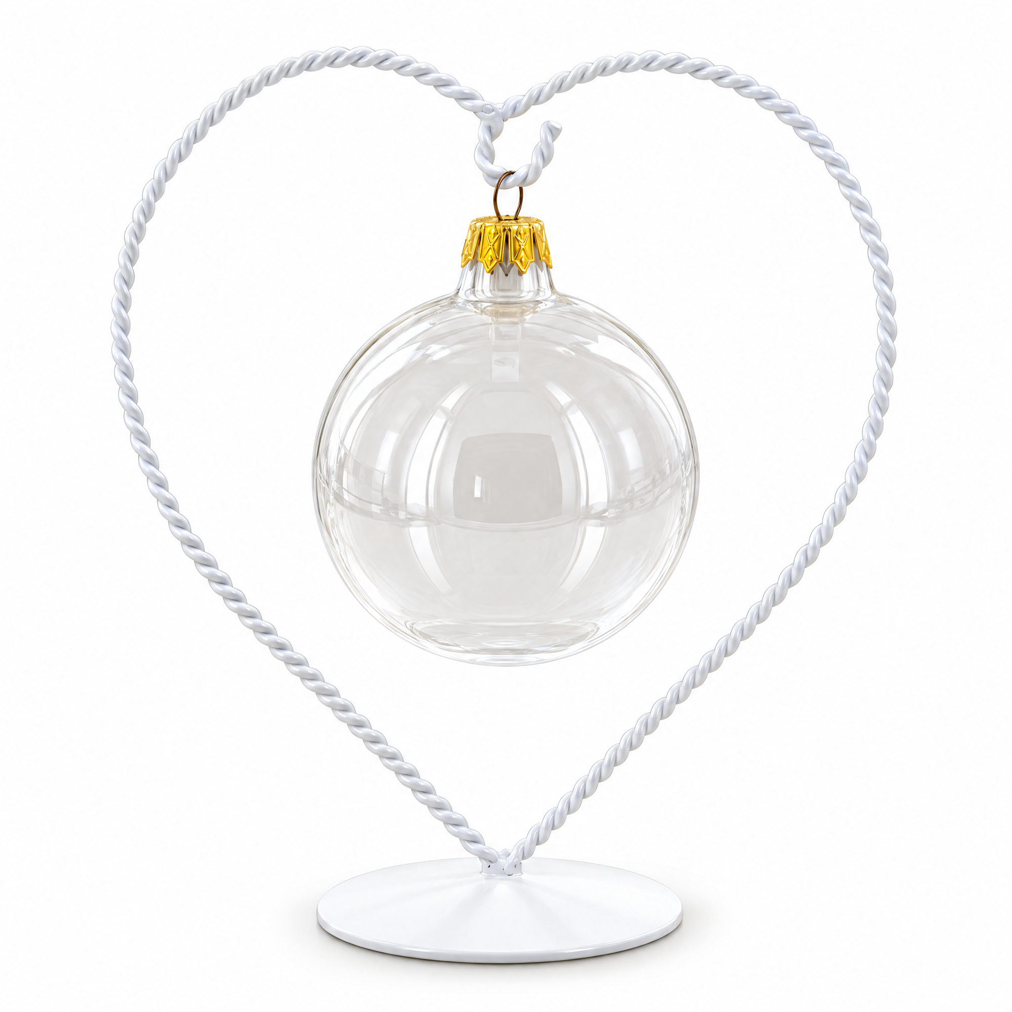 Heart-Shaped Twisted White Painted Metal Ornament Display Stand 6.2 Inches