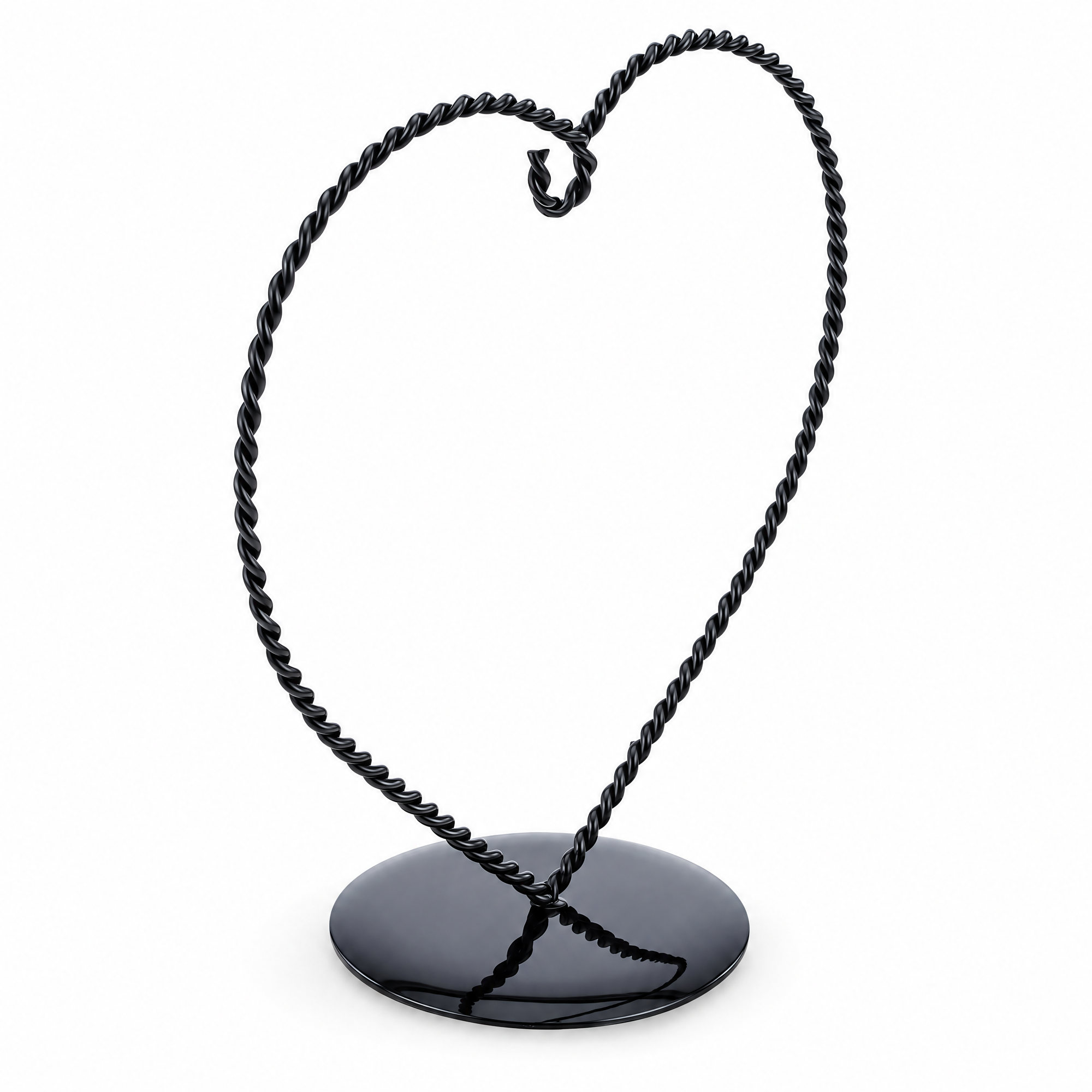 Heart-Shaped Twisted Black Painted Metal Ornament Display Stand 6.2 Inches