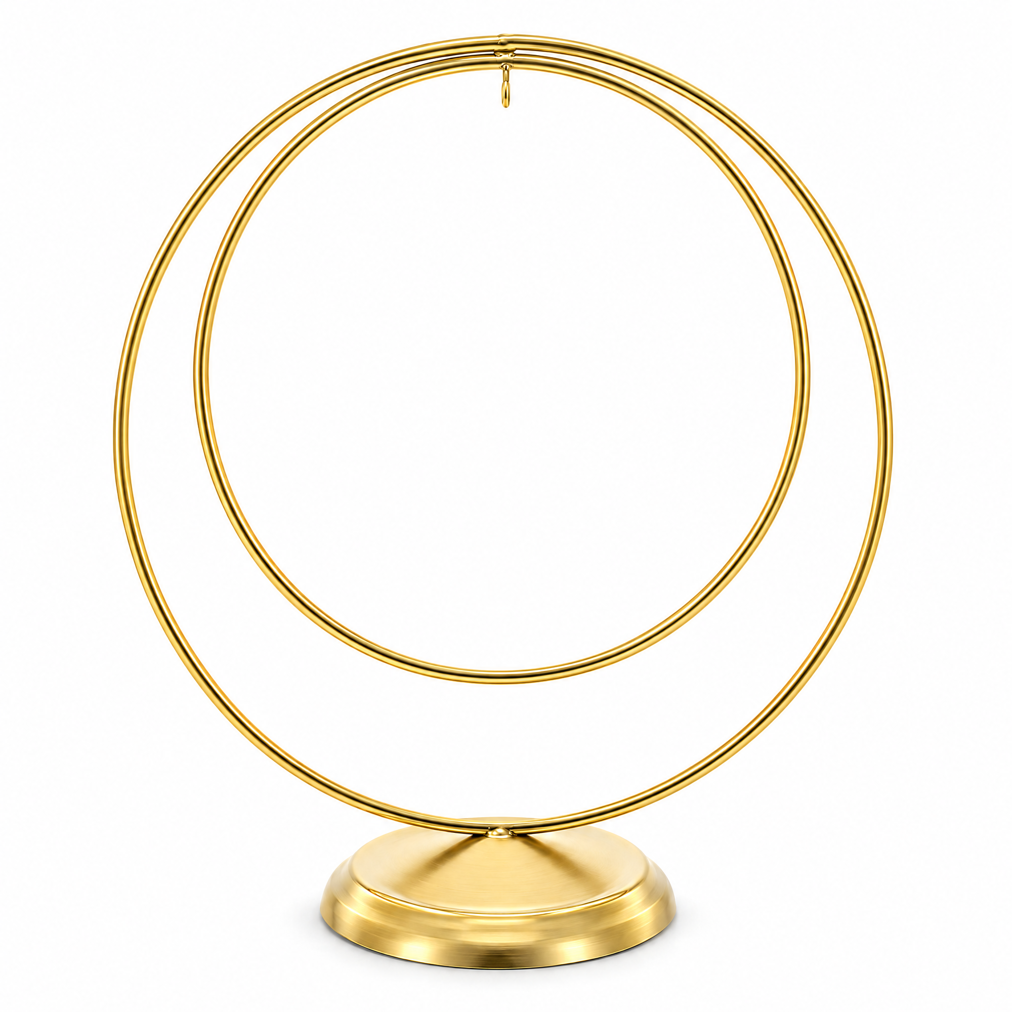 Contemporary Double Circle Gold Metal Ornament Display Stand 8.2 Inches
