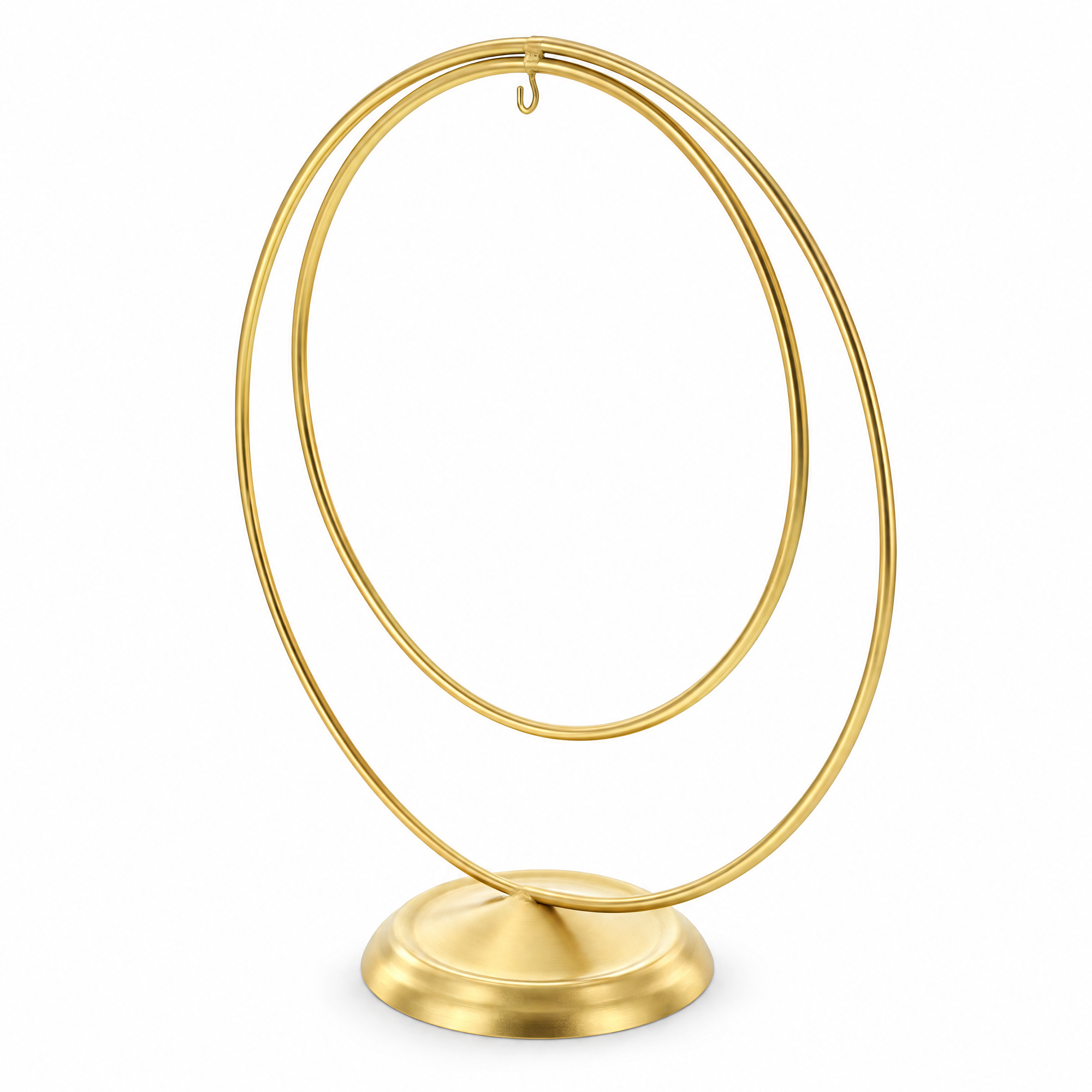 Contemporary Double Circle Gold Metal Ornament Display Stand 8.2 Inches