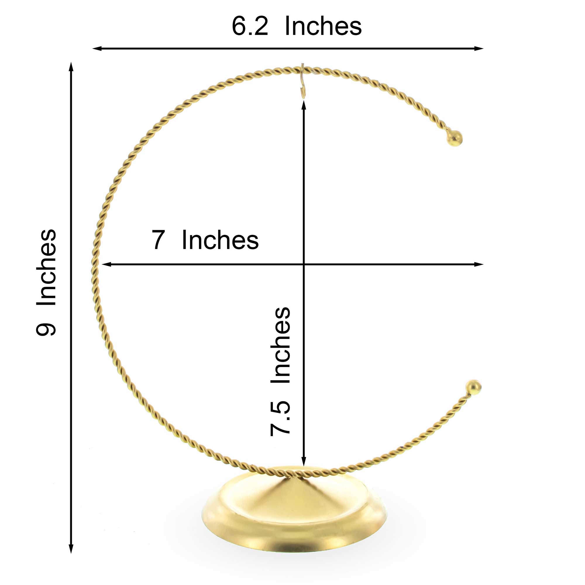 Crescent Moon Twisted Gold Metal Ornament Display Stand 9 Inches (Poland)