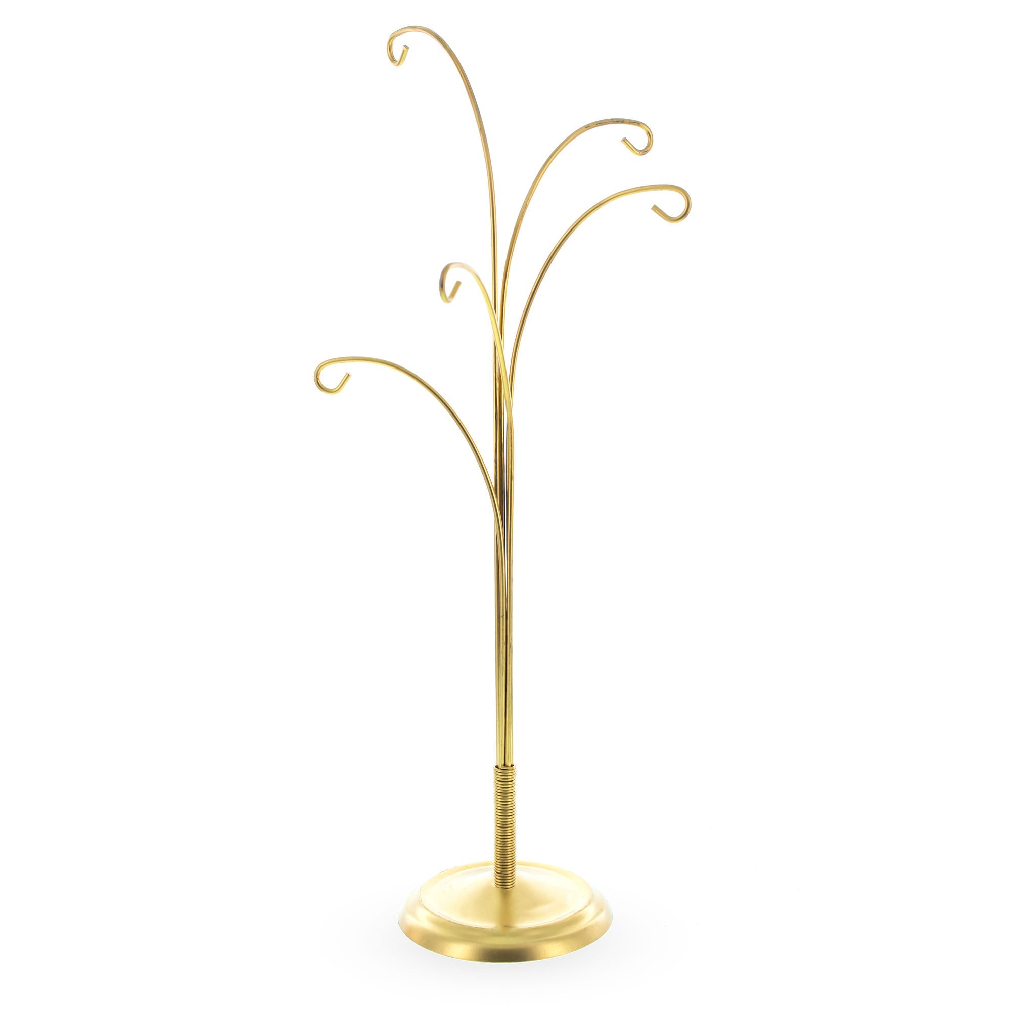 5-Arm Scroll Tree Branches Gold Metal Ornament Display Stand 14.5 Inches
