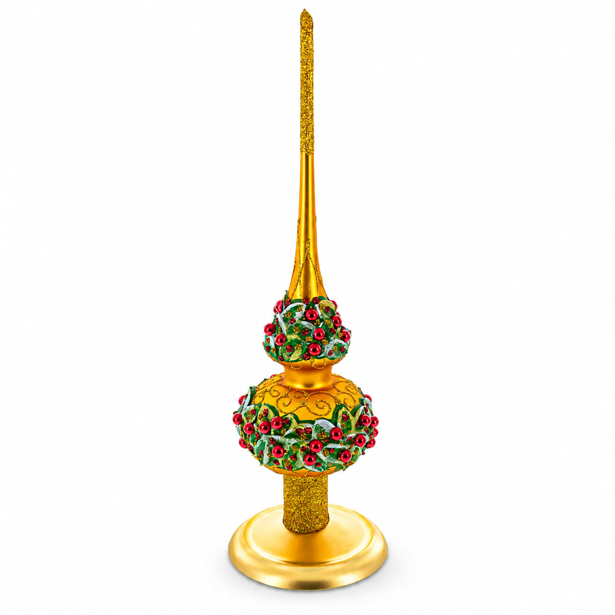 Upright Gold Metal Christmas Tree Topper Finial Stand Display Stand 7.2 Inches