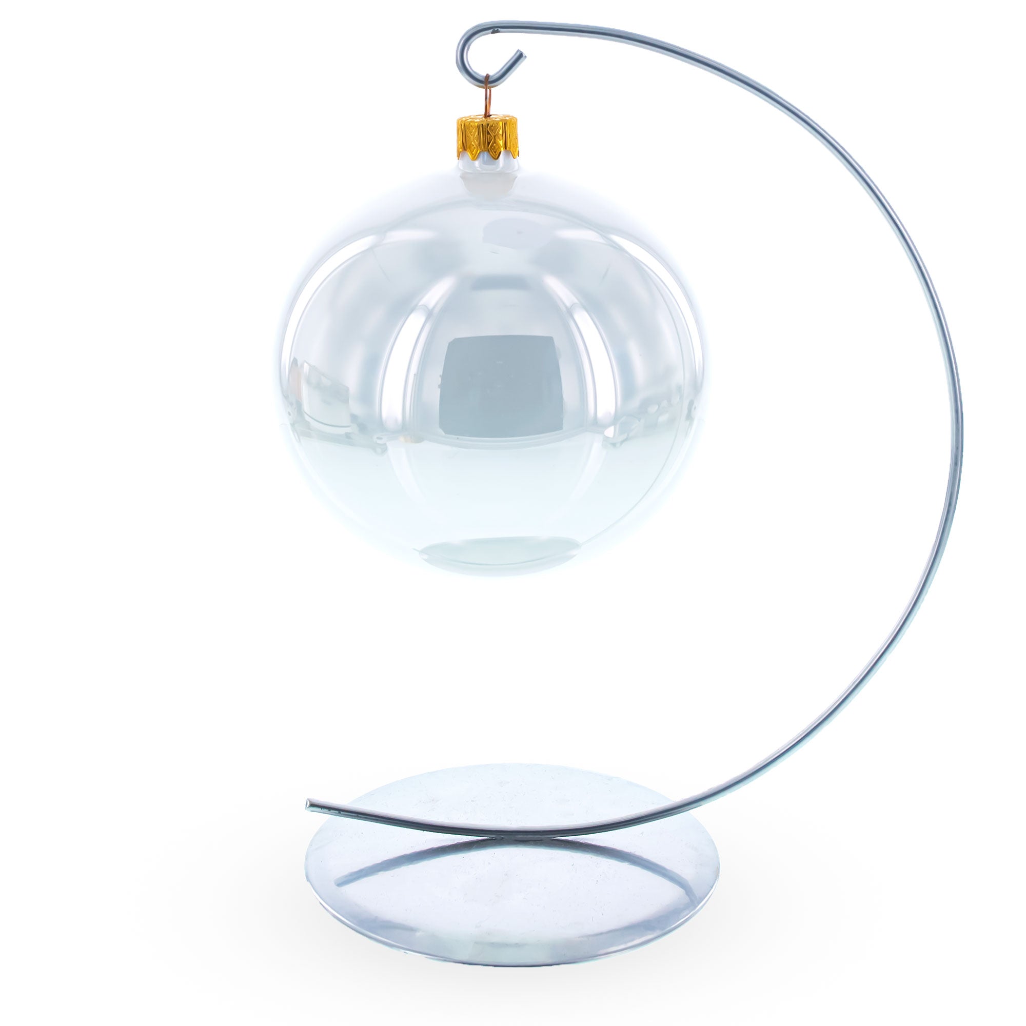 Solid Round Base Silver Metal Ornament Display Stand 7.8 Inches