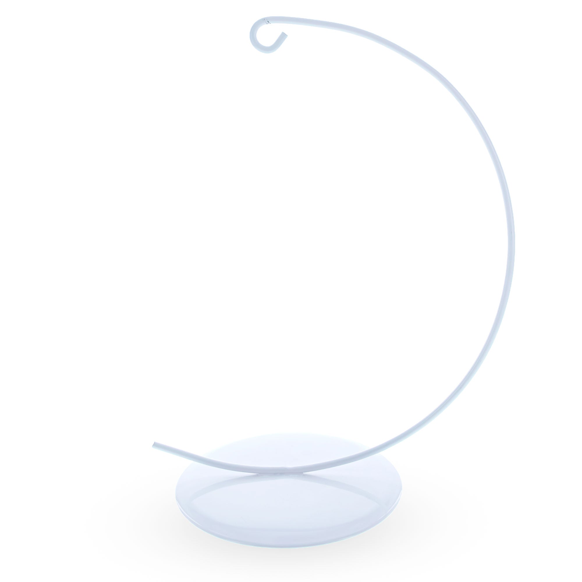 Solid Round Base White Painted Metal Ornament Display Stand 7.8 Inches